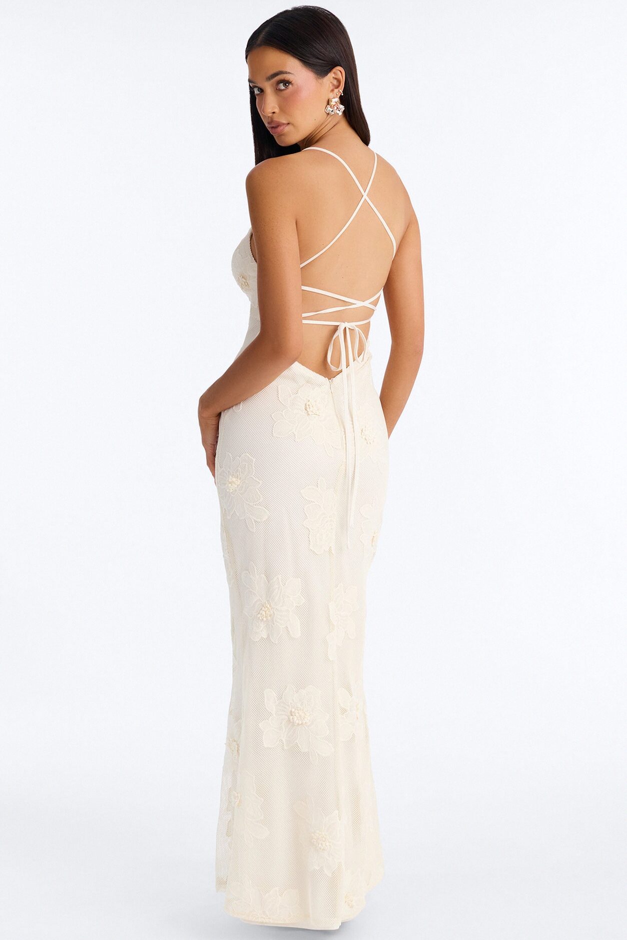 Kaylie Embroidered Maxi Dress - Cream