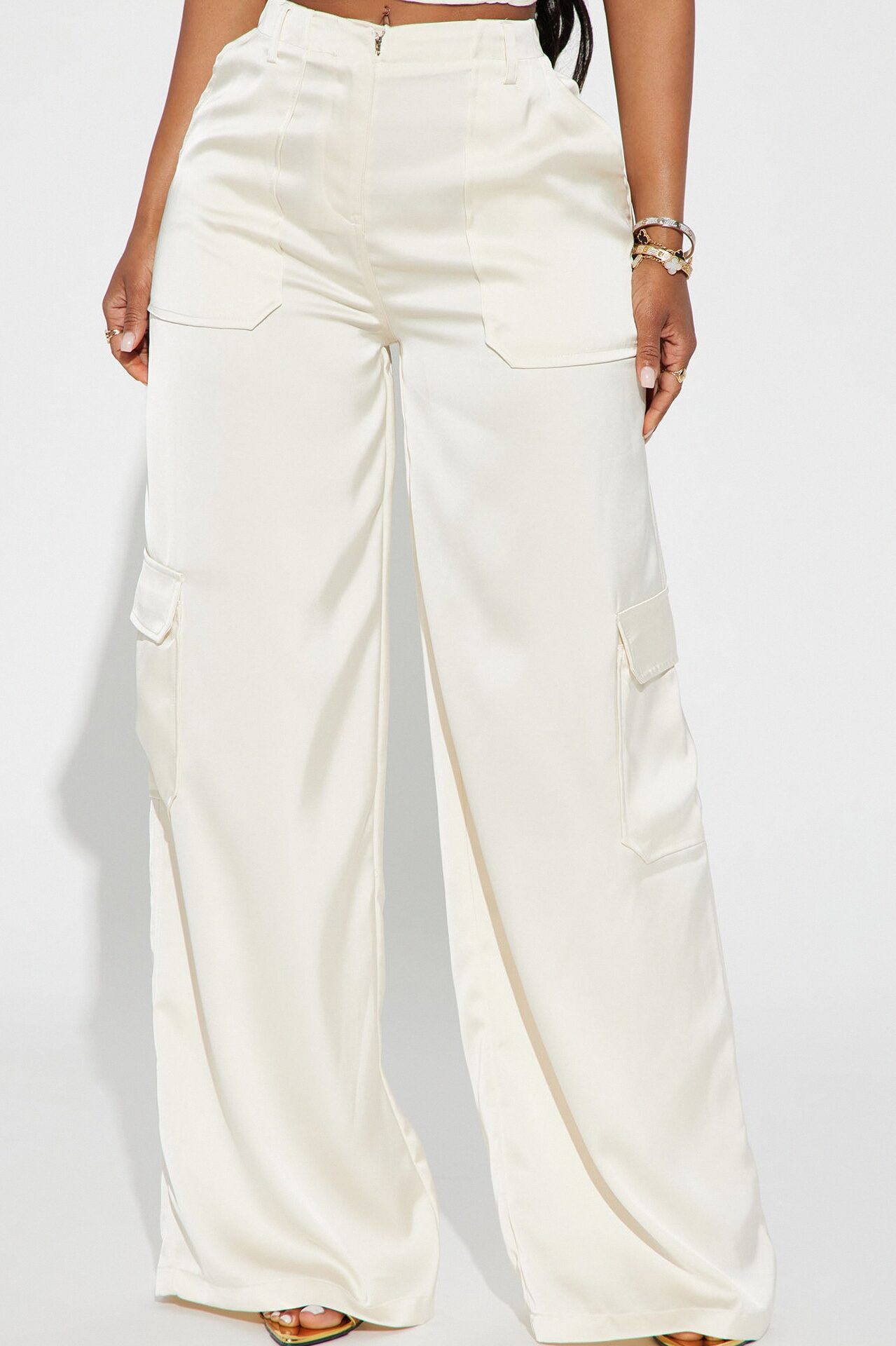 Pretty Girl Satin Cargo Pant - Ivory