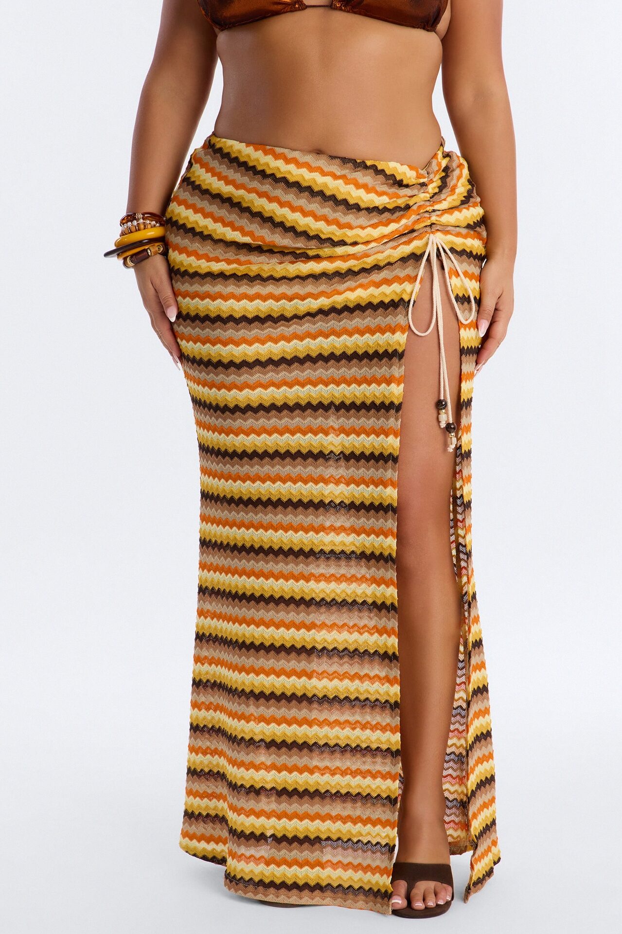 Island Gal Striped Crochet Maxi Skirt - Yellow/combo