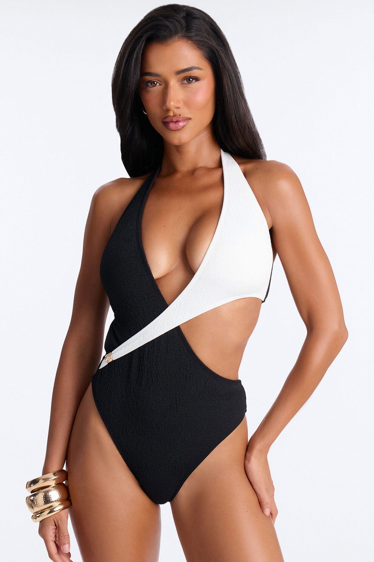 Make Up Your Mind 1 Piece Swimsuit - Black/White