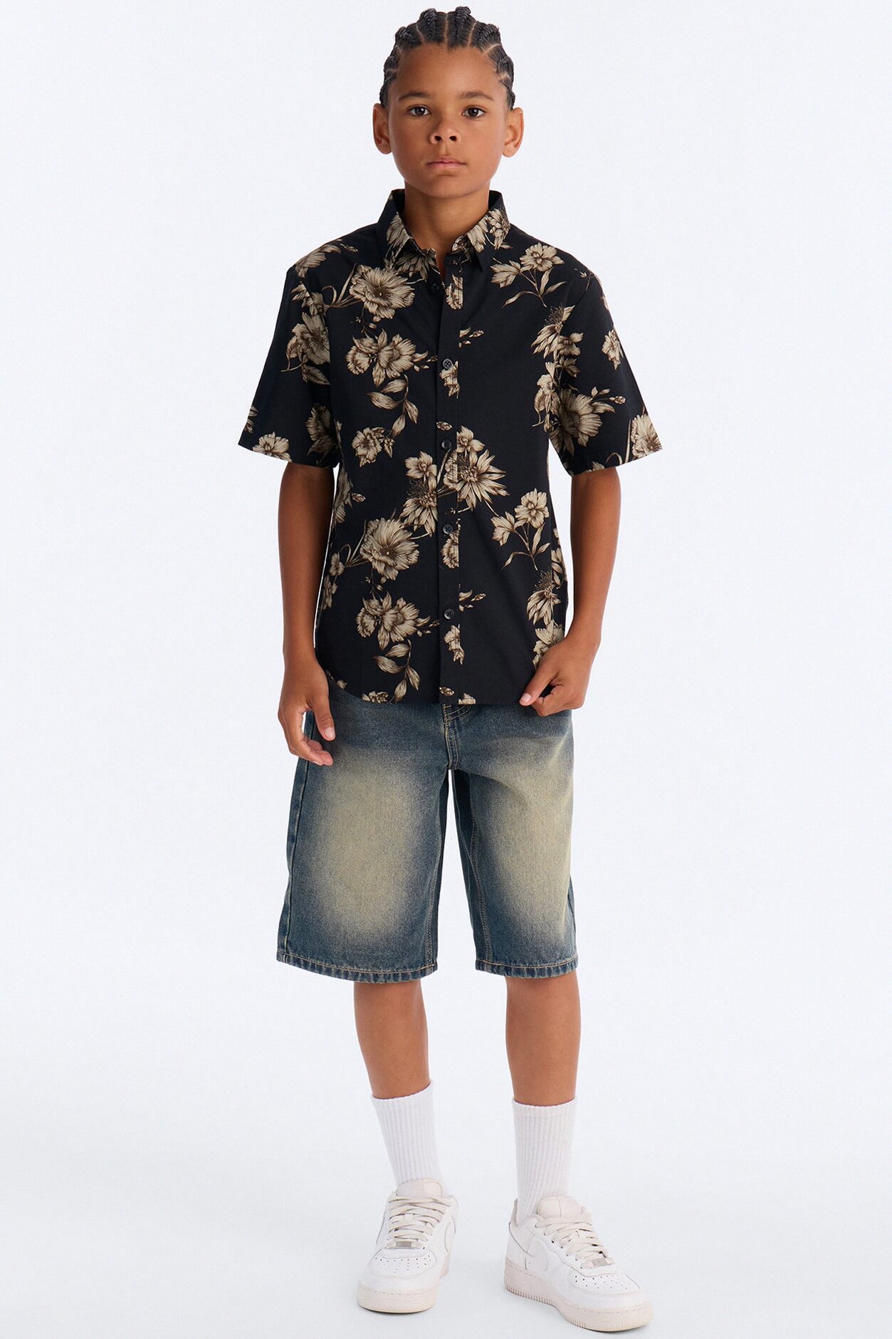 Mini I'm Optimistic Button Down Shirt - Black