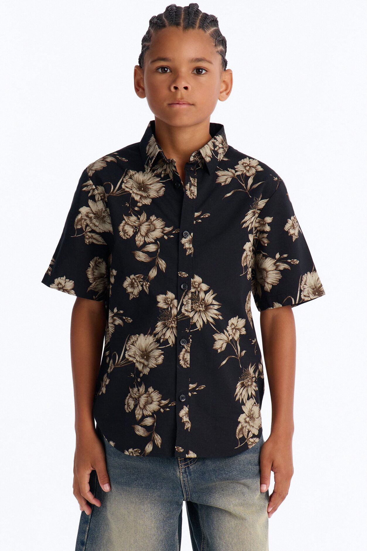 Mini I'm Optimistic Button Down Shirt - Black