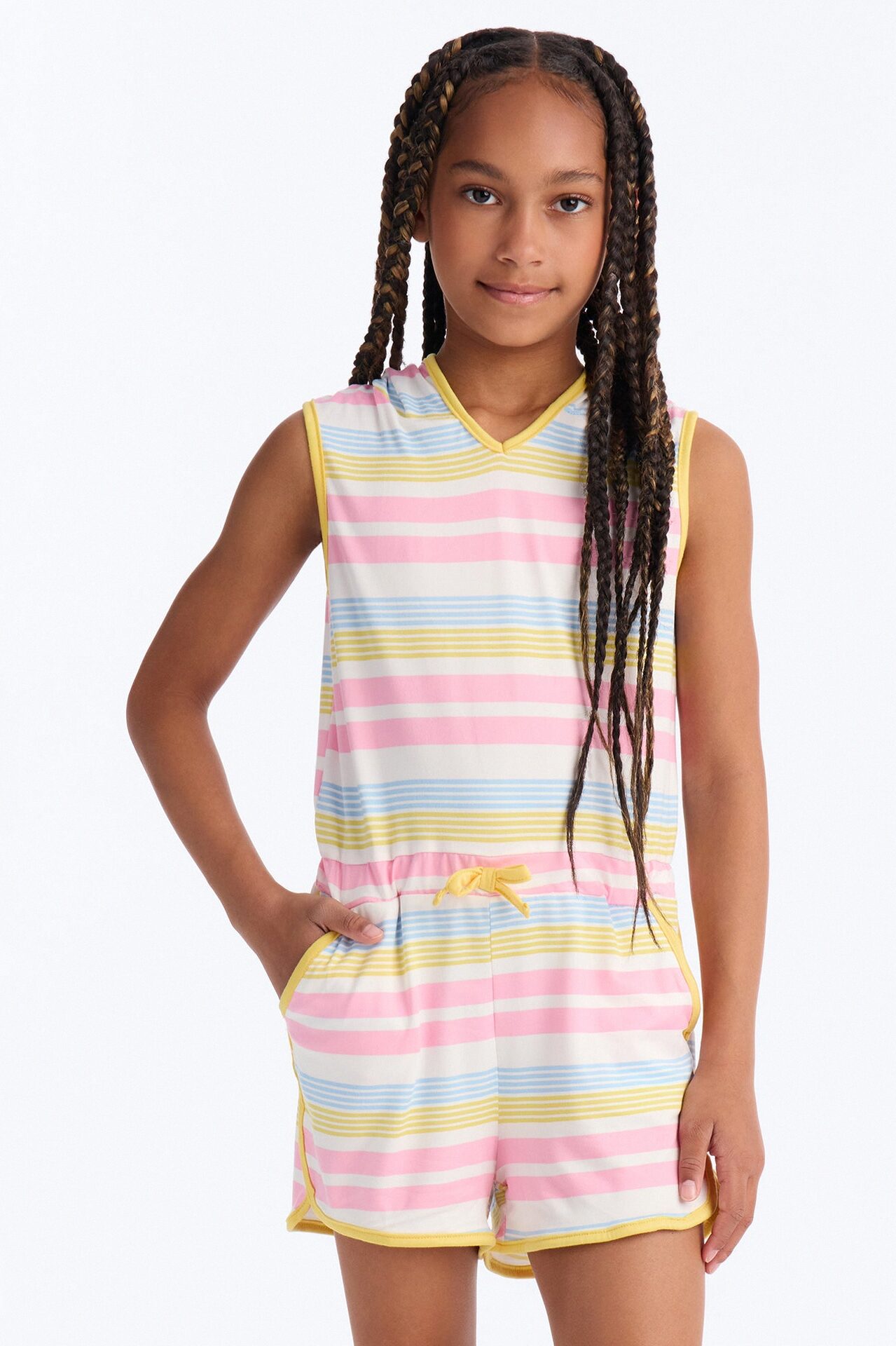Mini Gorgeous Day Hooded Romper - Pink/combo