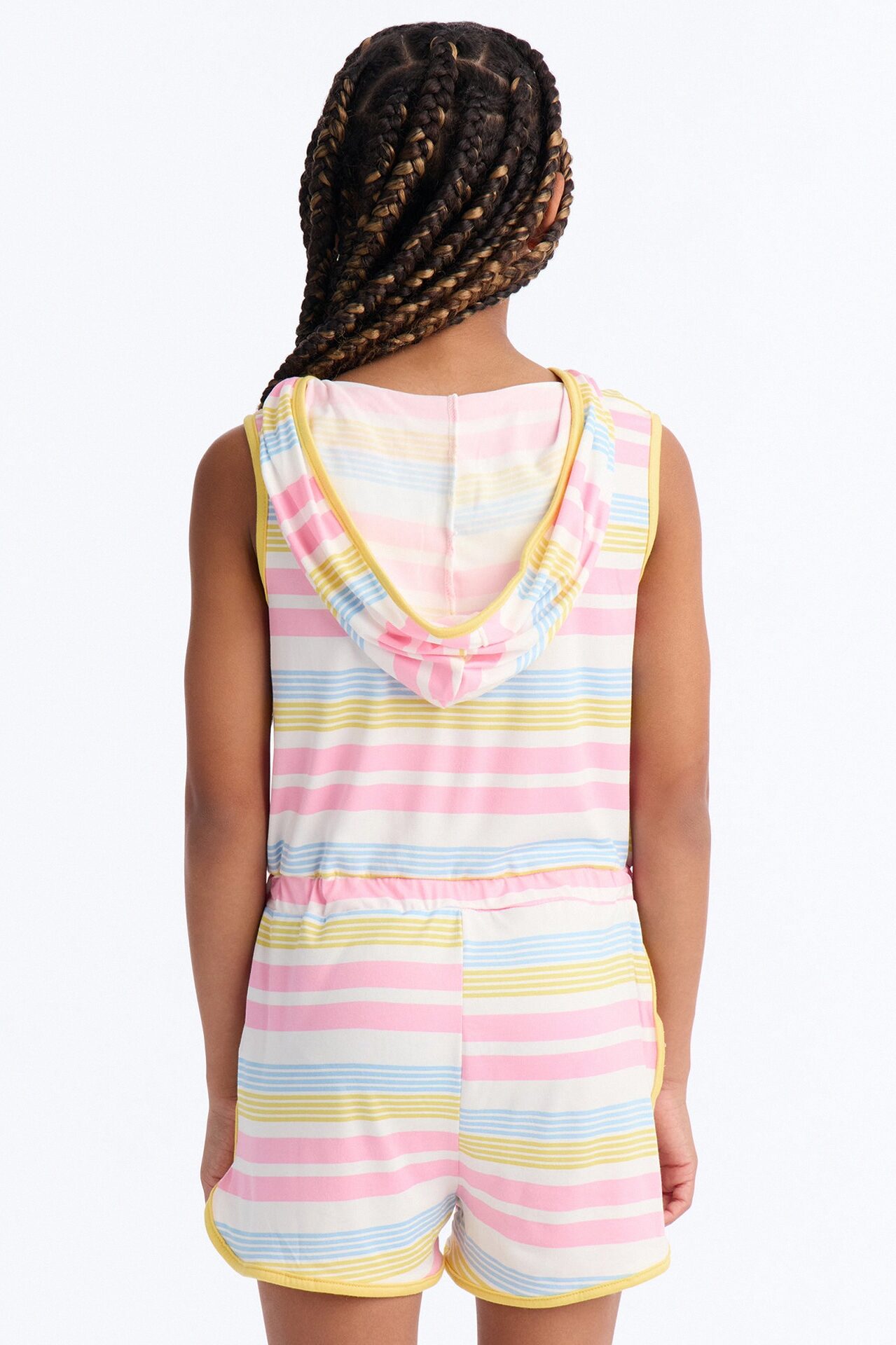 Mini Gorgeous Day Hooded Romper - Pink/combo