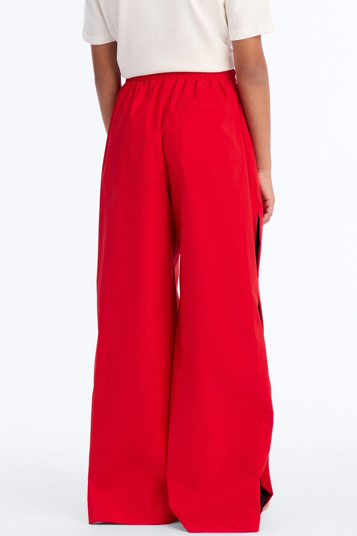 Mini Jennie Snap Button Track Pant - Red/White