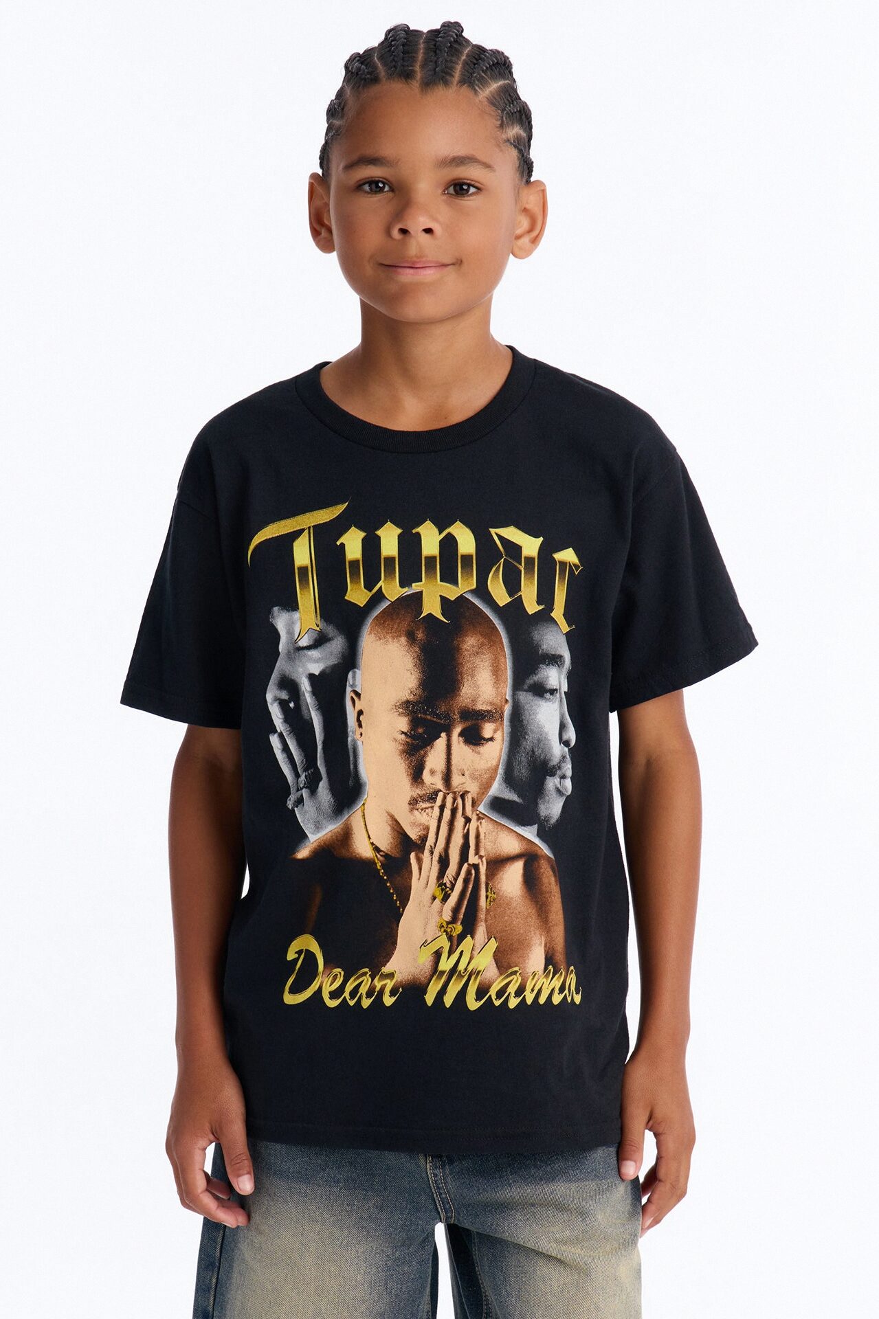 Mini Tupac Dear Mama Jumbo Print Tee - Black