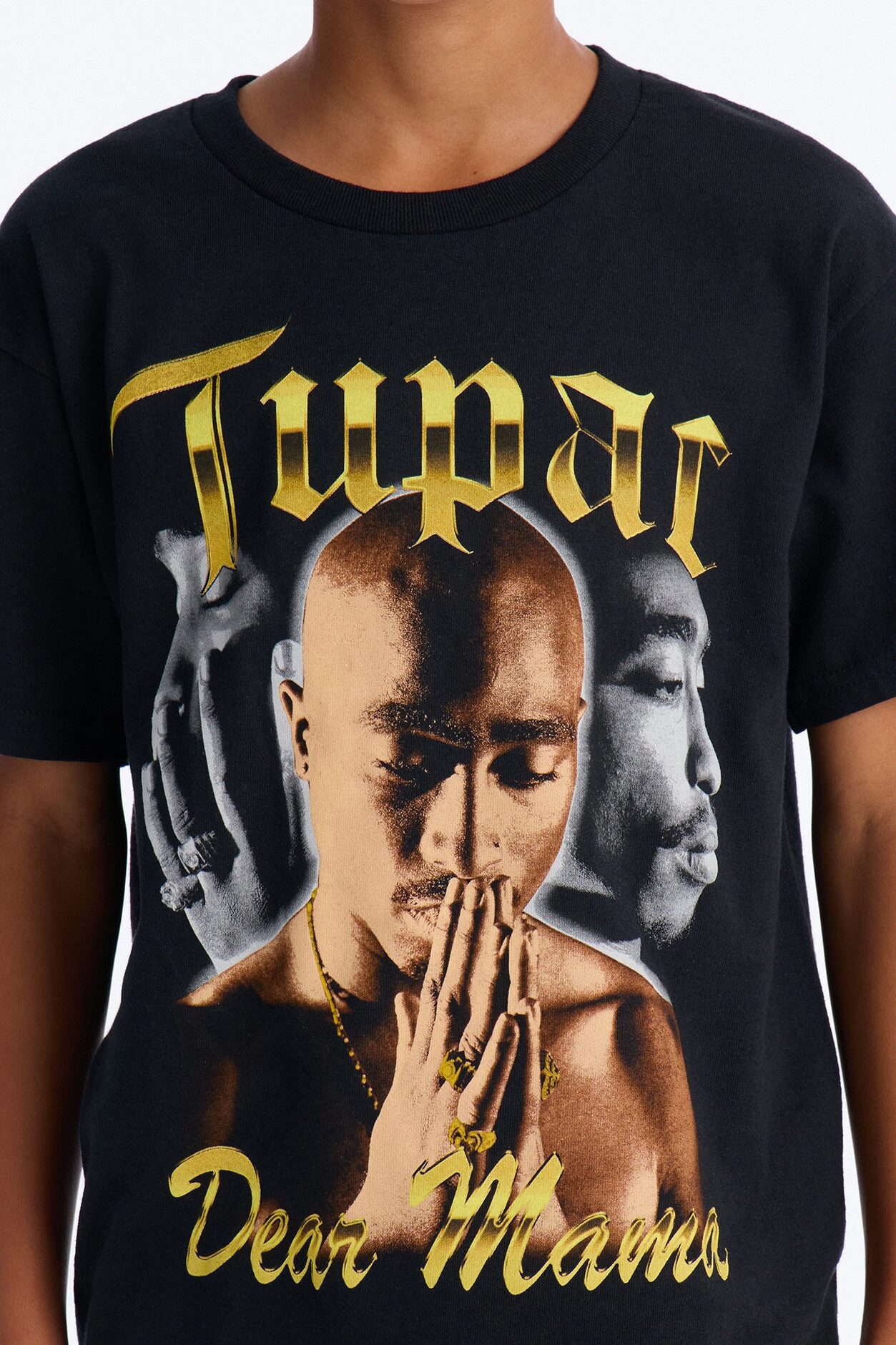 Mini Tupac Dear Mama Jumbo Print Tee - Black
