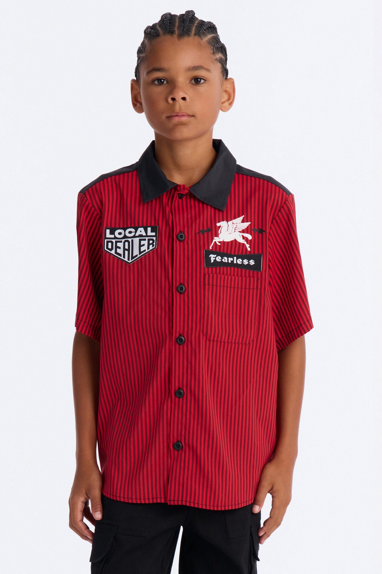 Mini Local Dealer Striped Button Up Shirt - Red