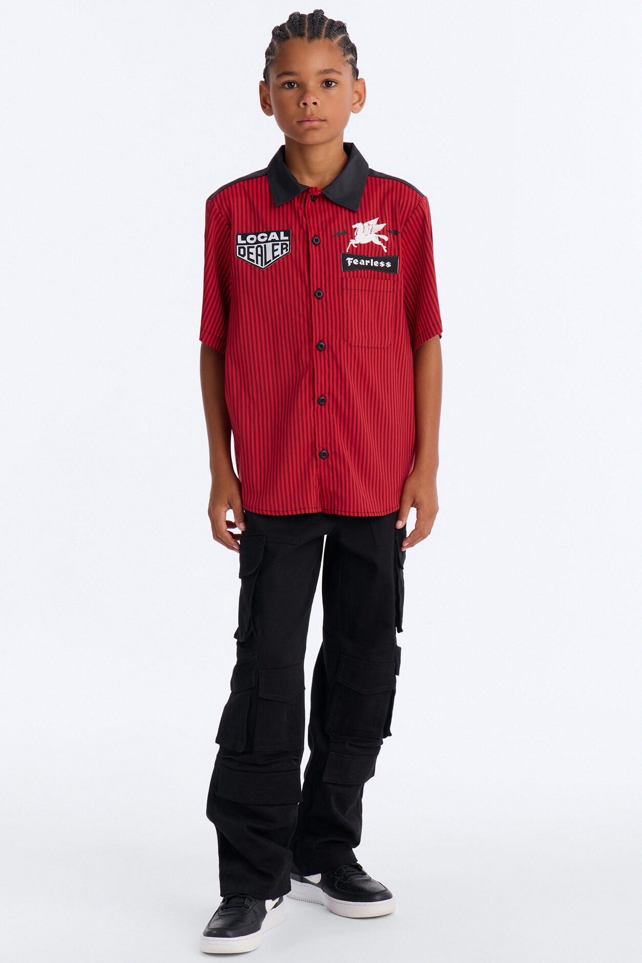 Mini Local Dealer Striped Button Up Shirt - Red