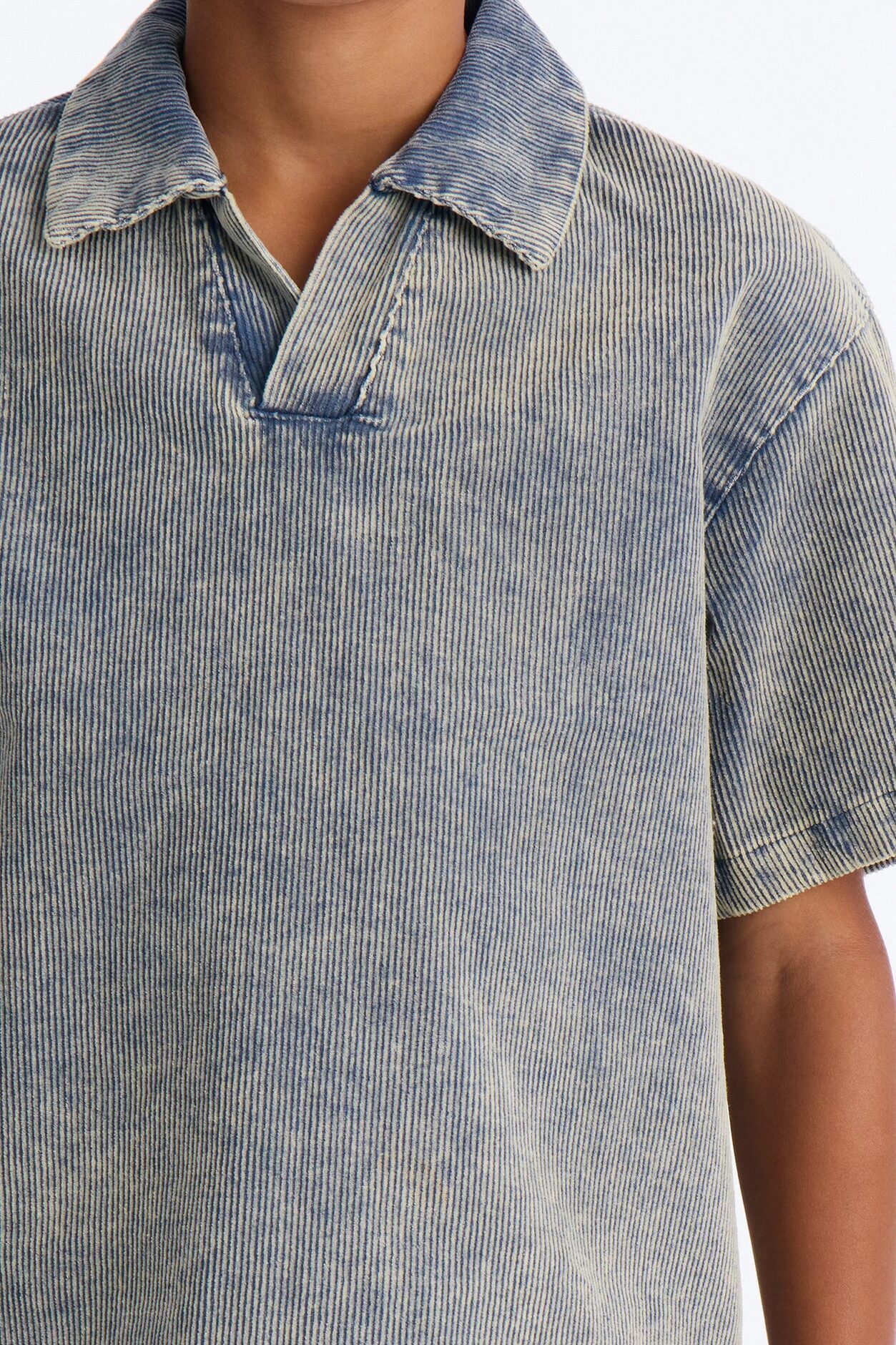 Mini Ohio Corduroy Johnny Collar Polo - Blue