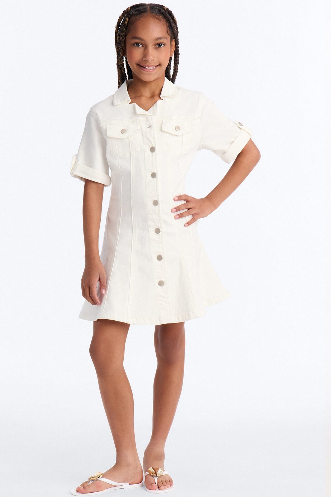 Mini Raven Stretch Denim Dress - White Wash