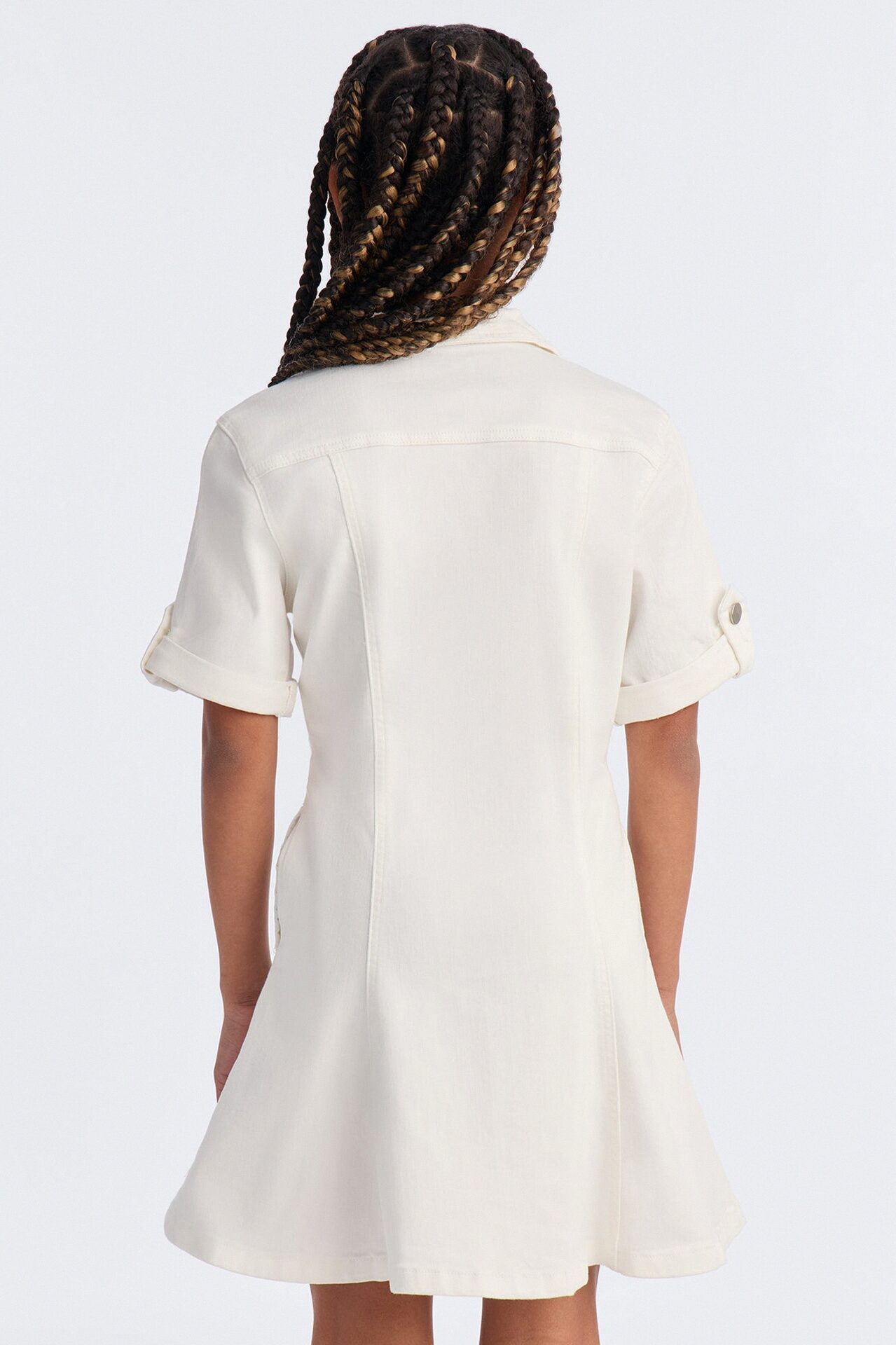 Mini Raven Stretch Denim Dress - White Wash