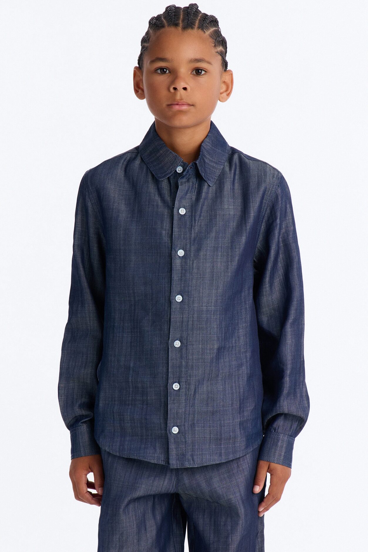 Mini Mercer Gates Relaxed Button Up Shirt - Indigo