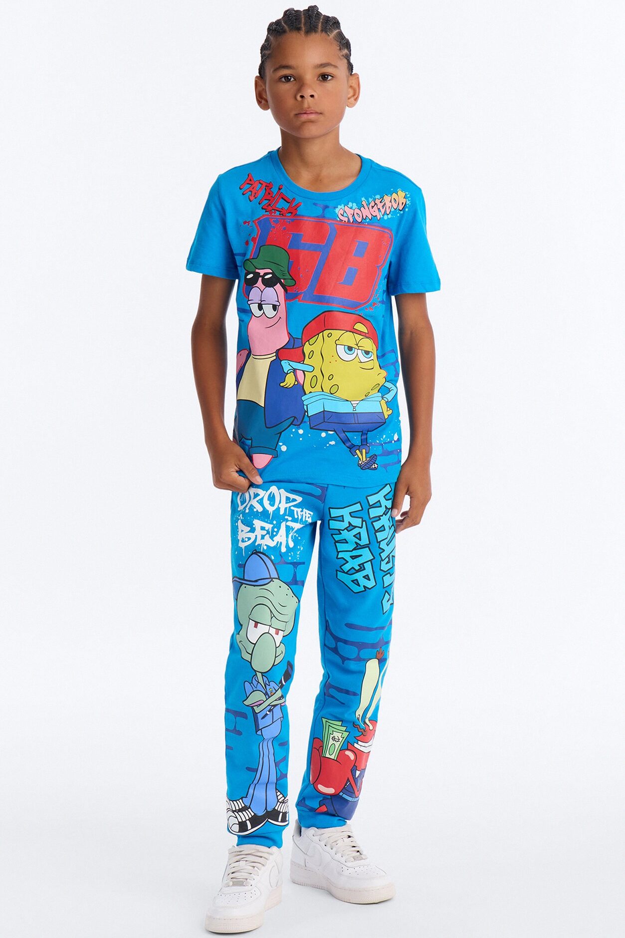 Mini Spongebob Too Cool Fleece Jogger Pant Set - Blue