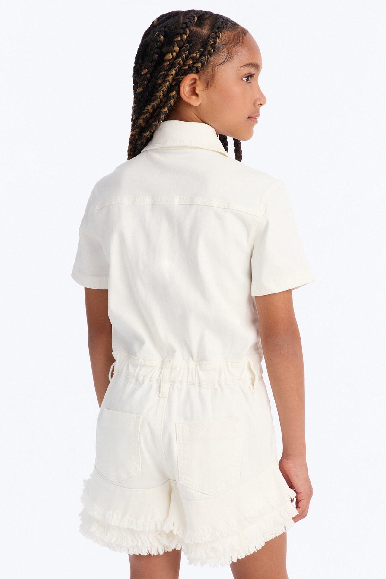 Mini Sweet Bliss Denim Romper - White