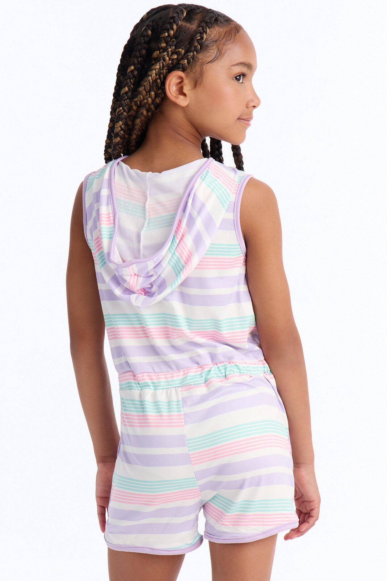Mini Gorgeous Day Hooded Romper - Purple/combo