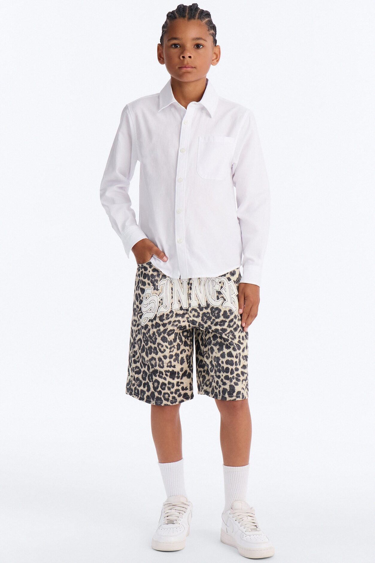Mini Baggy Sinner Leopard Denim Short - Brown/combo