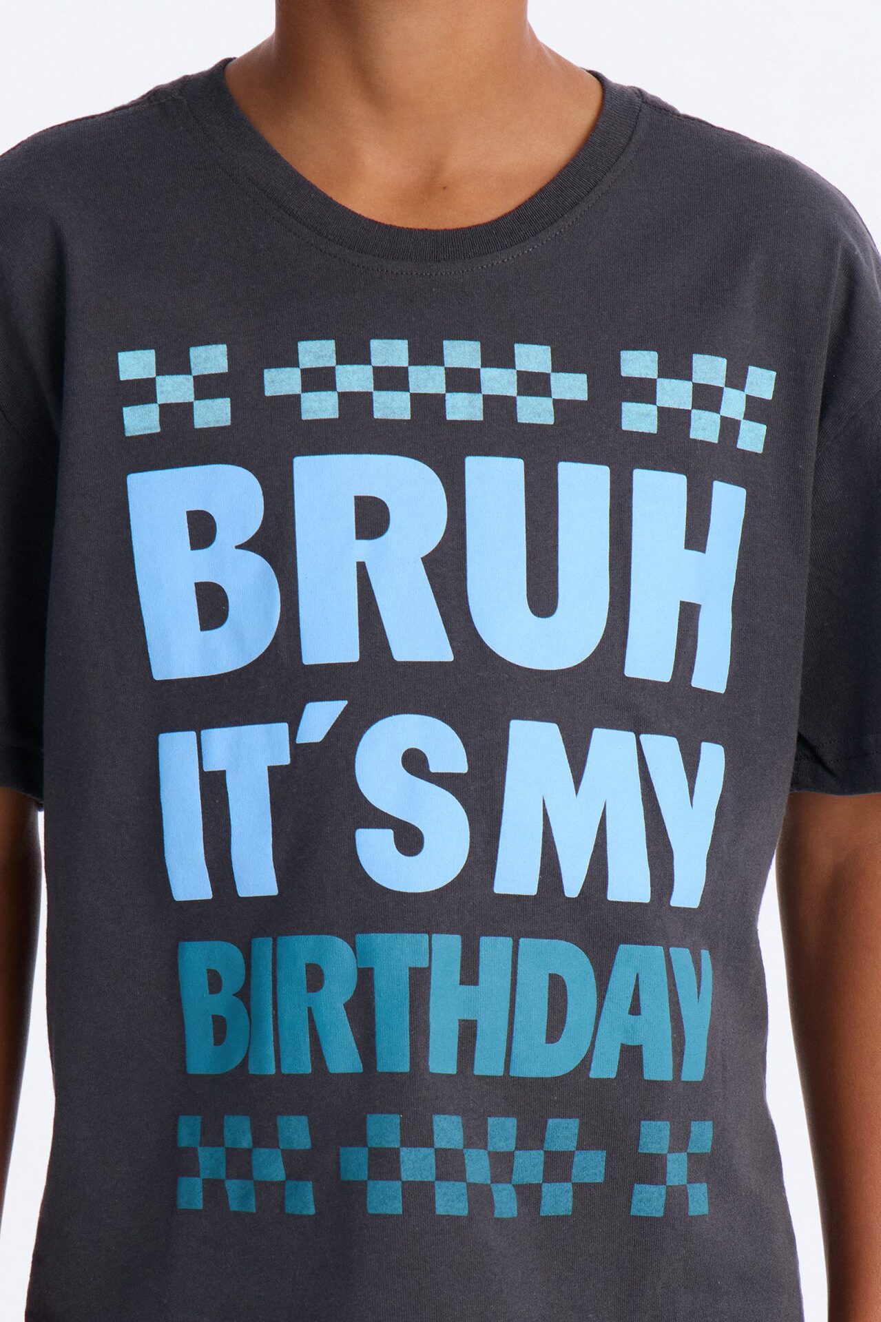Mini Bruh It's My Birthday Short Sleeve Tee - Charcoal