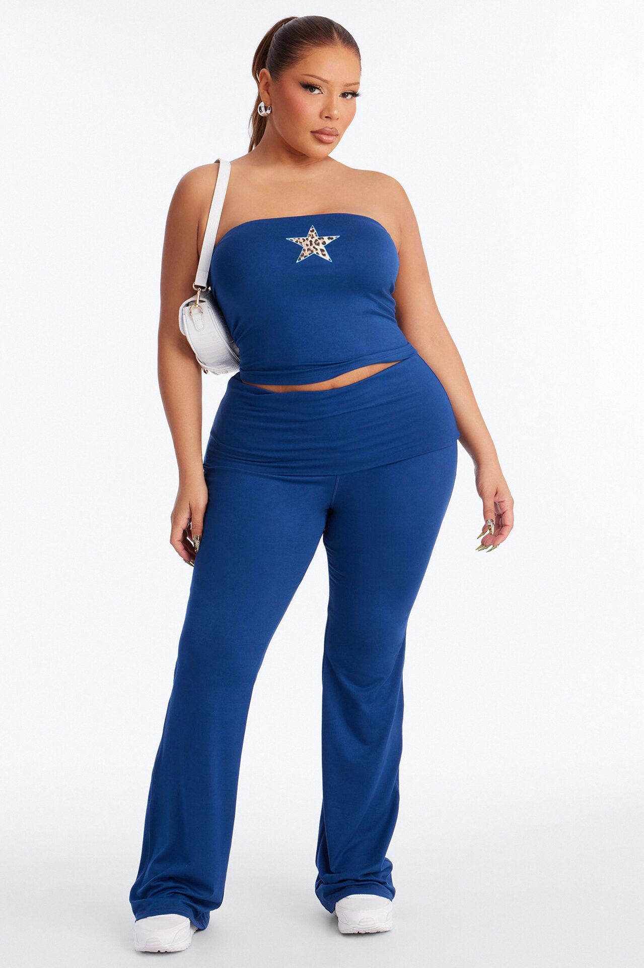 Blooming Love Tube Top Pant Set - Navy