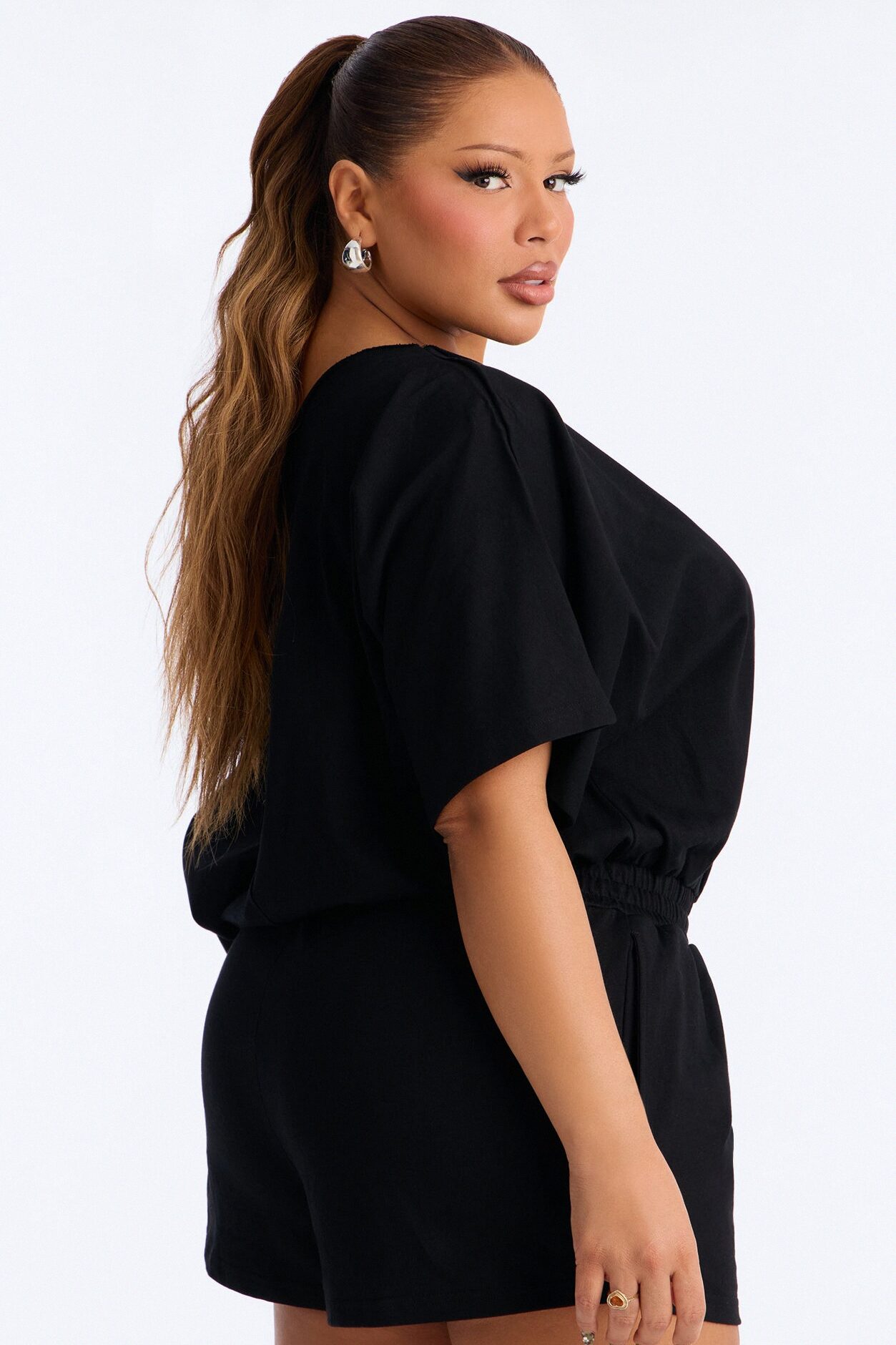 Sunday Dream Cotton Off Shoulder Romper - Black
