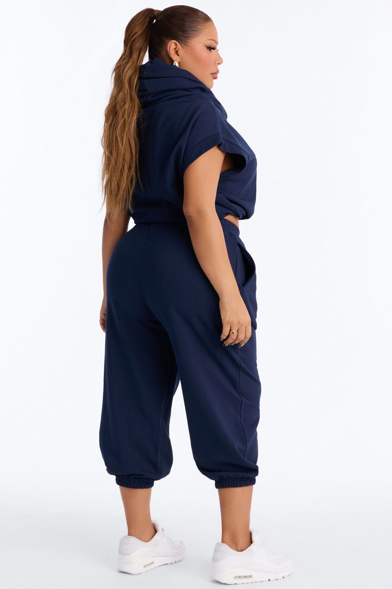 Alexa Capri Jogger Set - Navy