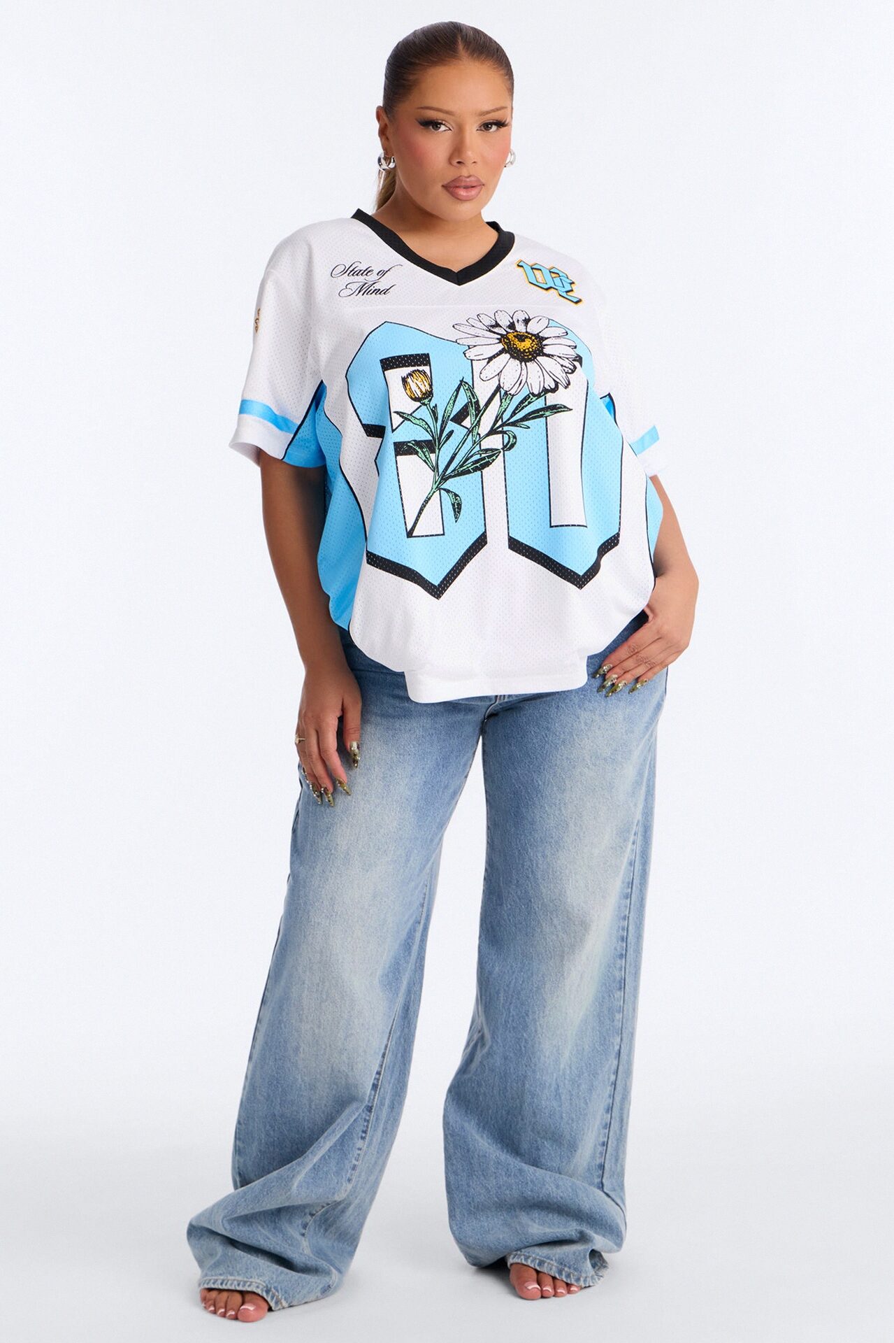 West Coast Daisy Mesh Jersey - White