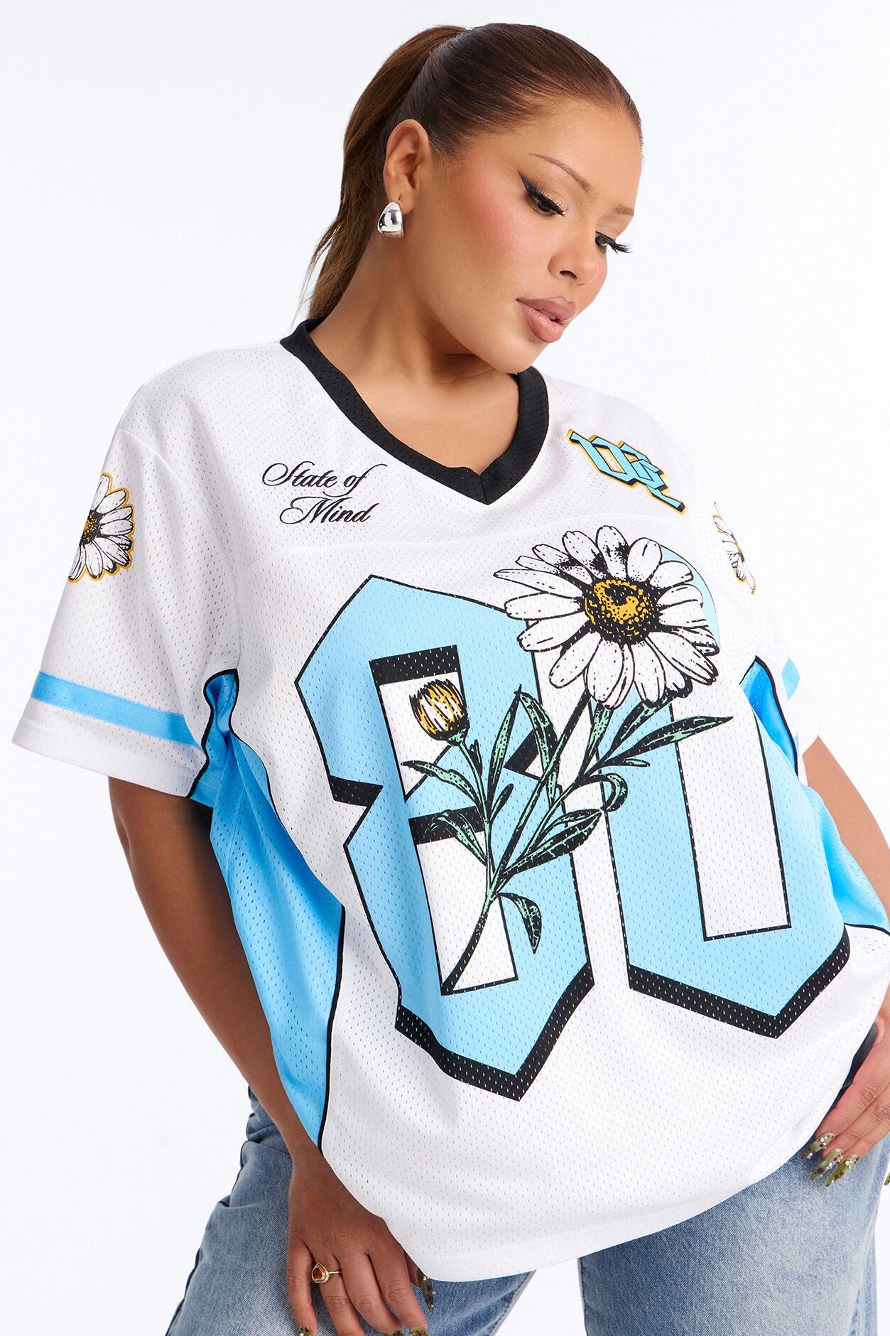 West Coast Daisy Mesh Jersey - White