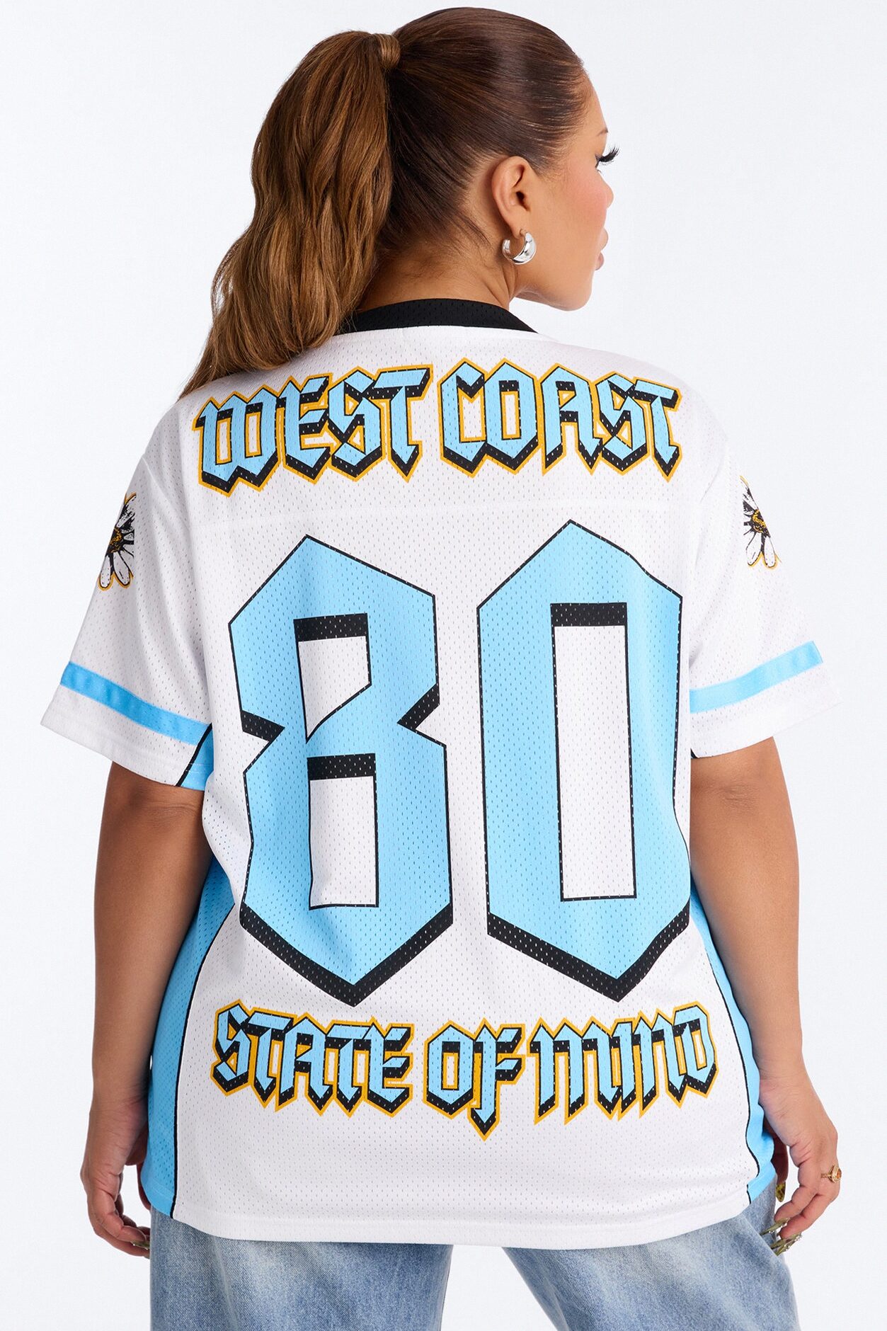 West Coast Daisy Mesh Jersey - White
