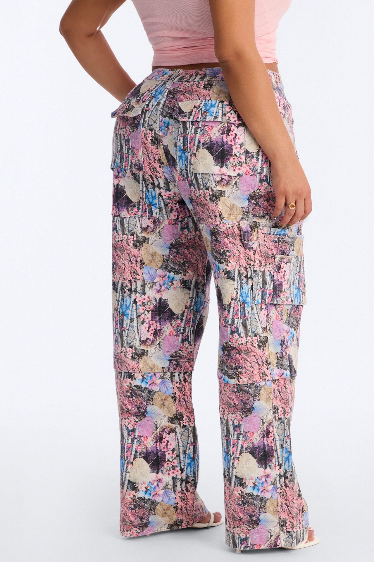 Bree Floral Camo Stretch Cargo Straight Leg Jeans - Camouflage