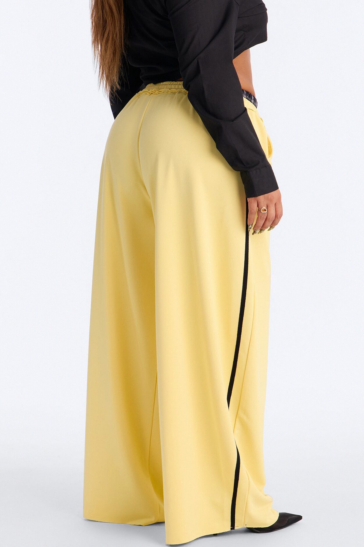 Seeing Double Striped Double Waistband Sweatpants - Yellow