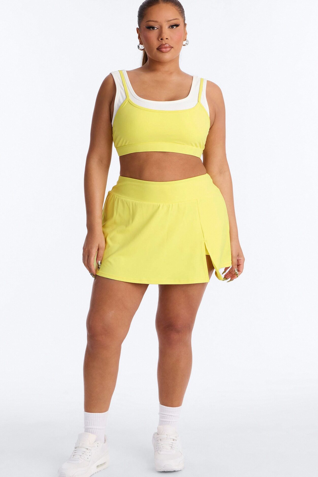 Lola Active Layered Sports Bra Skirt Set - Yellow