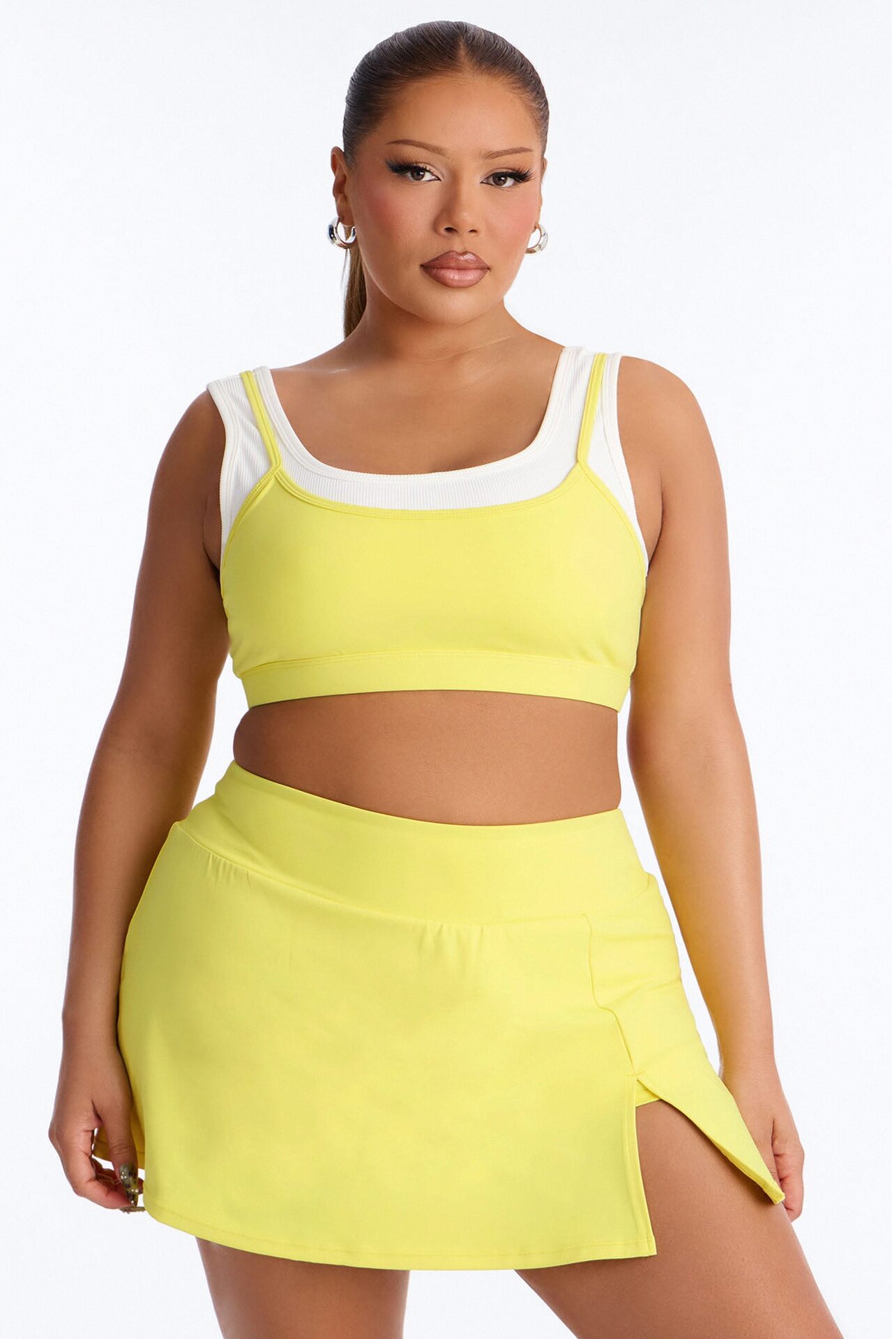 Lola Active Layered Sports Bra Skirt Set - Yellow