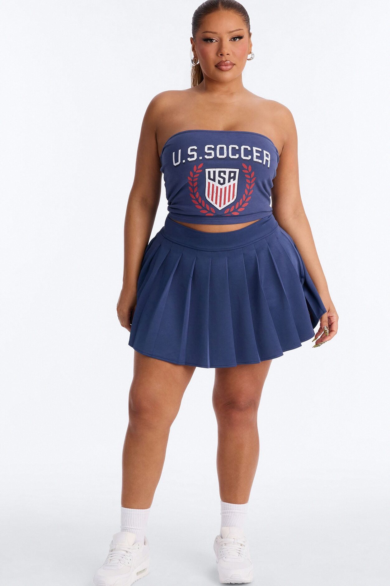 US Soccer Pleated Mini Skirt - Navy