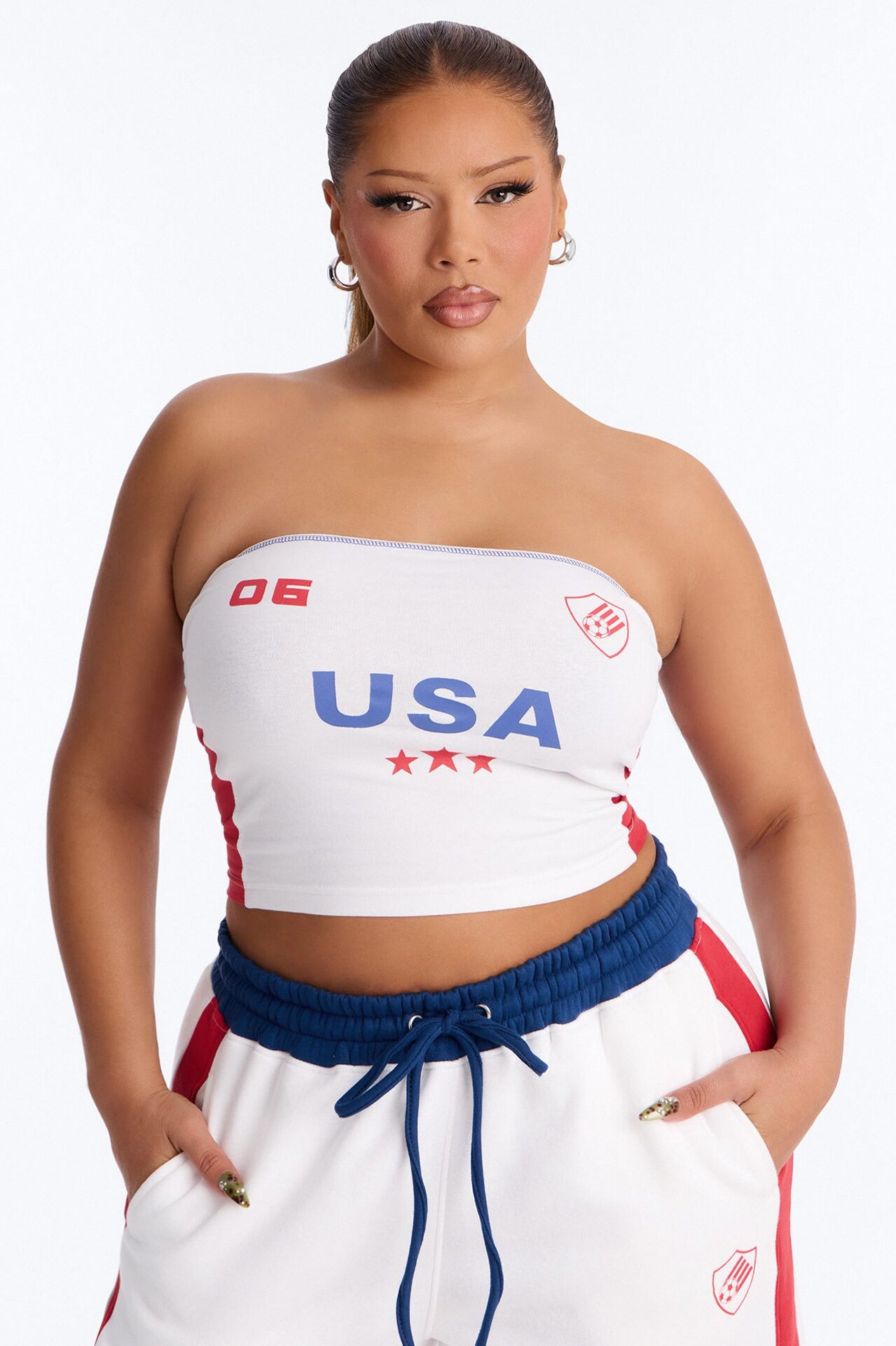 USA Pride Fleece Barrel Pant Set - White/combo