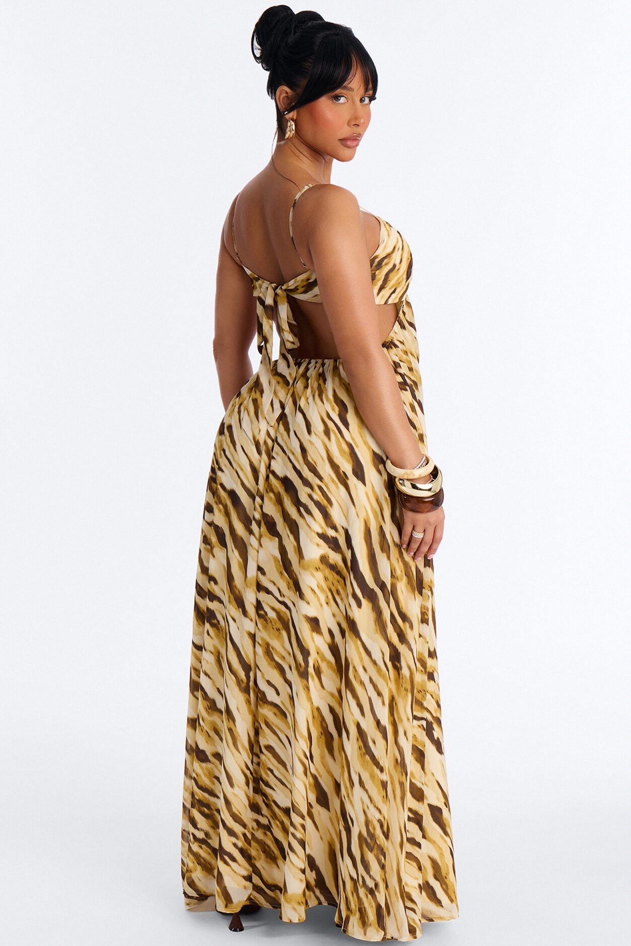 Boardwalk Babe Chiffon Maxi Dress - Mustard/combo