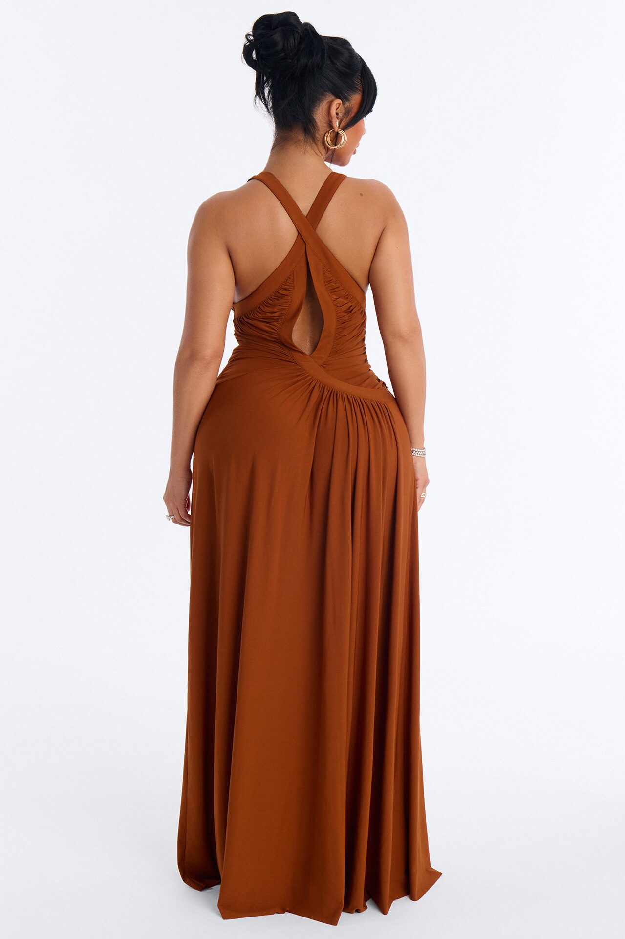 Liv Plunge Maxi Dress - Rust