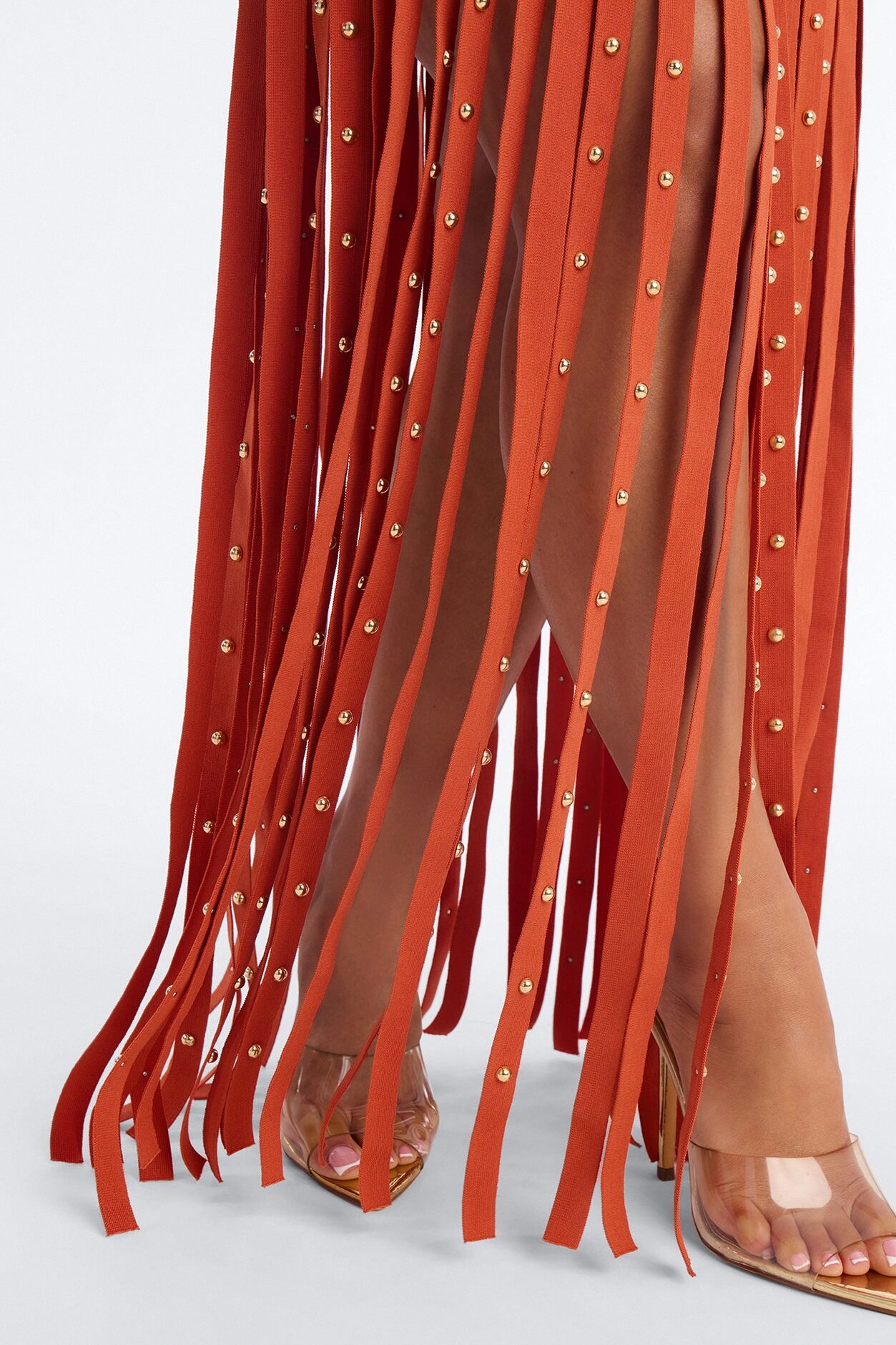 Valeria Bandage Fringe Maxi Dress - Rust