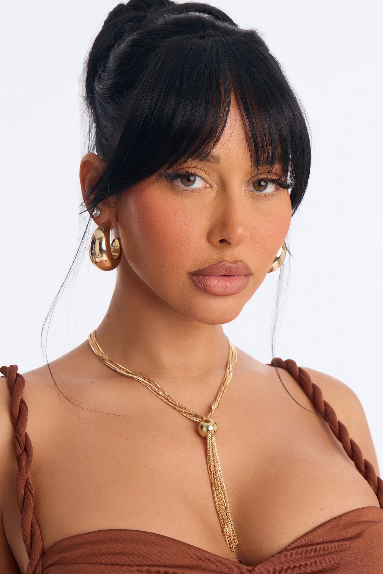 Hold On Tight Fringe Lariat Necklace - Gold