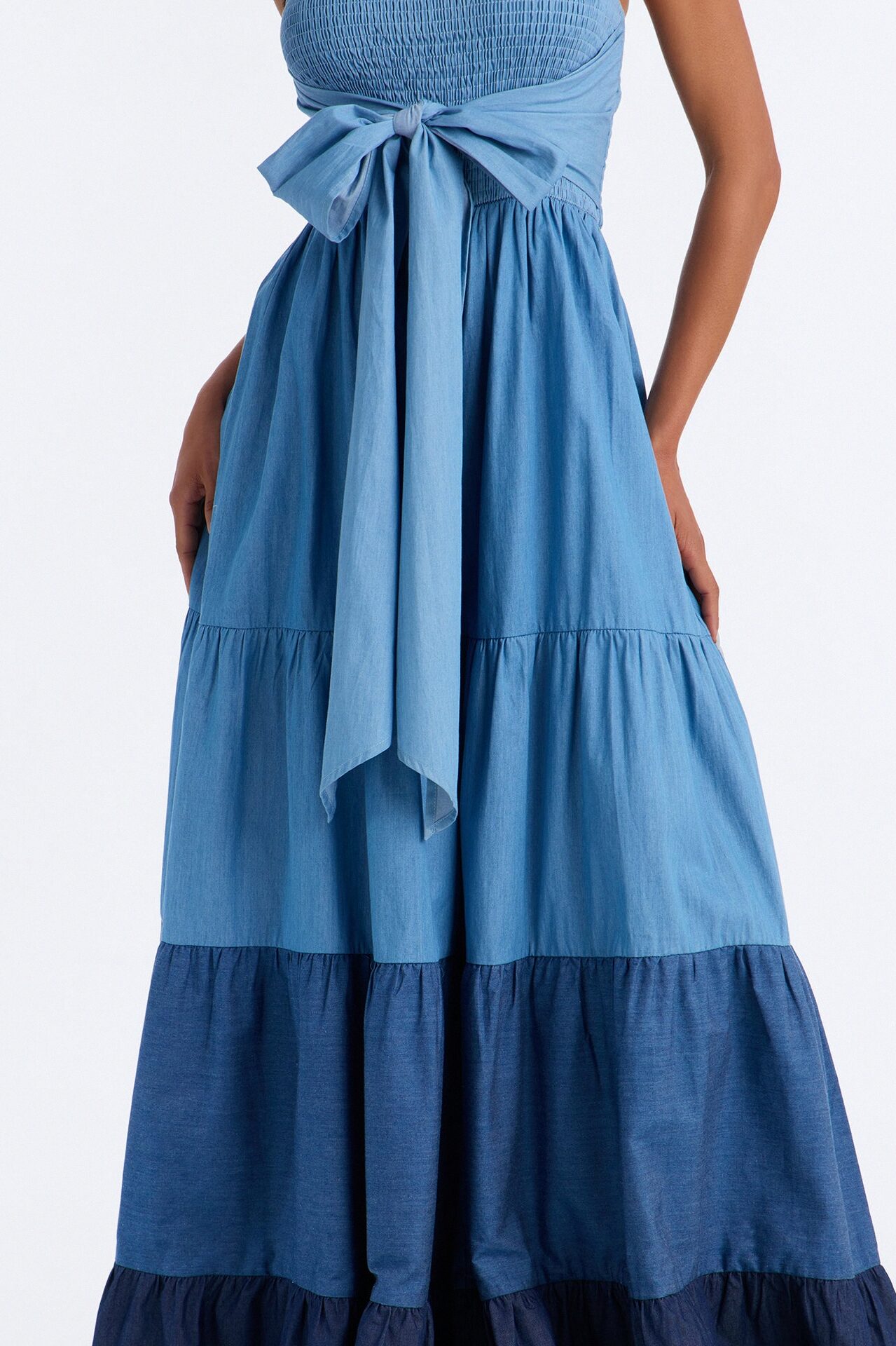 Tier Me Out Wide Leg Jumpsuit - Denim