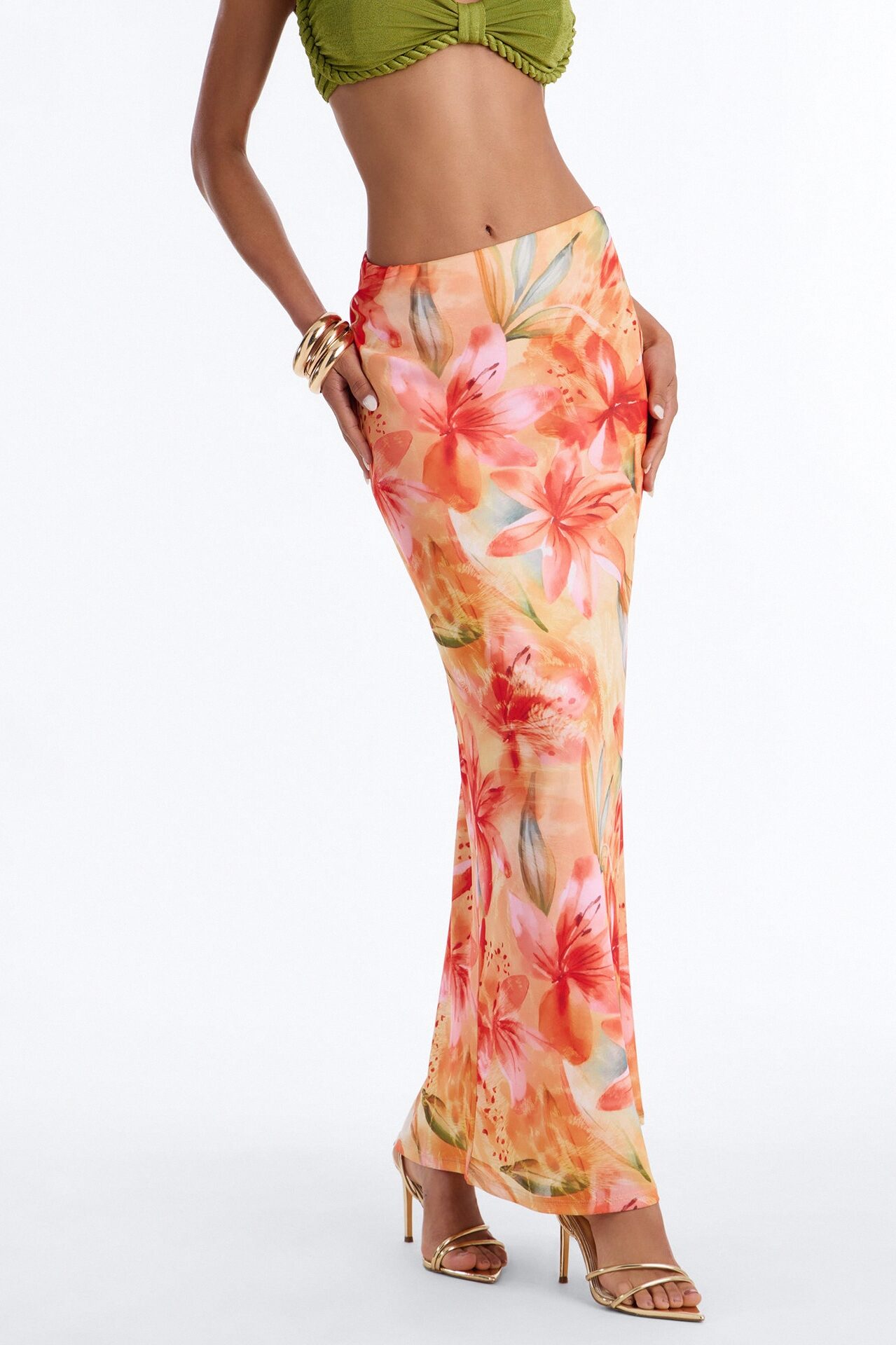 Sweet Nothings Floral Mesh Maxi Skirt - Yellow/combo