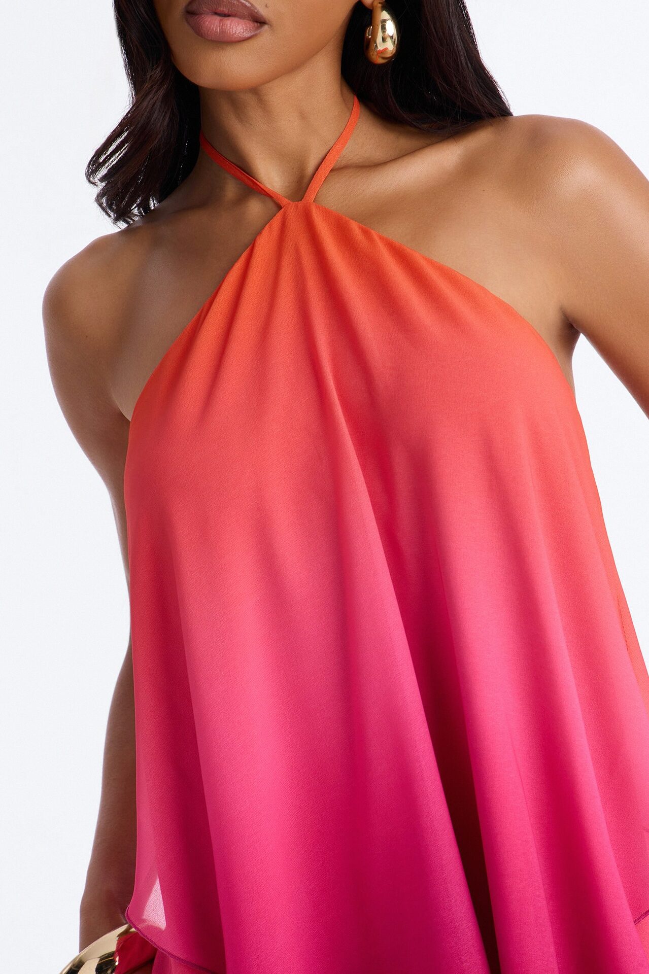 Olandria Ombre Chiffon Mini Dress - Pink/combo