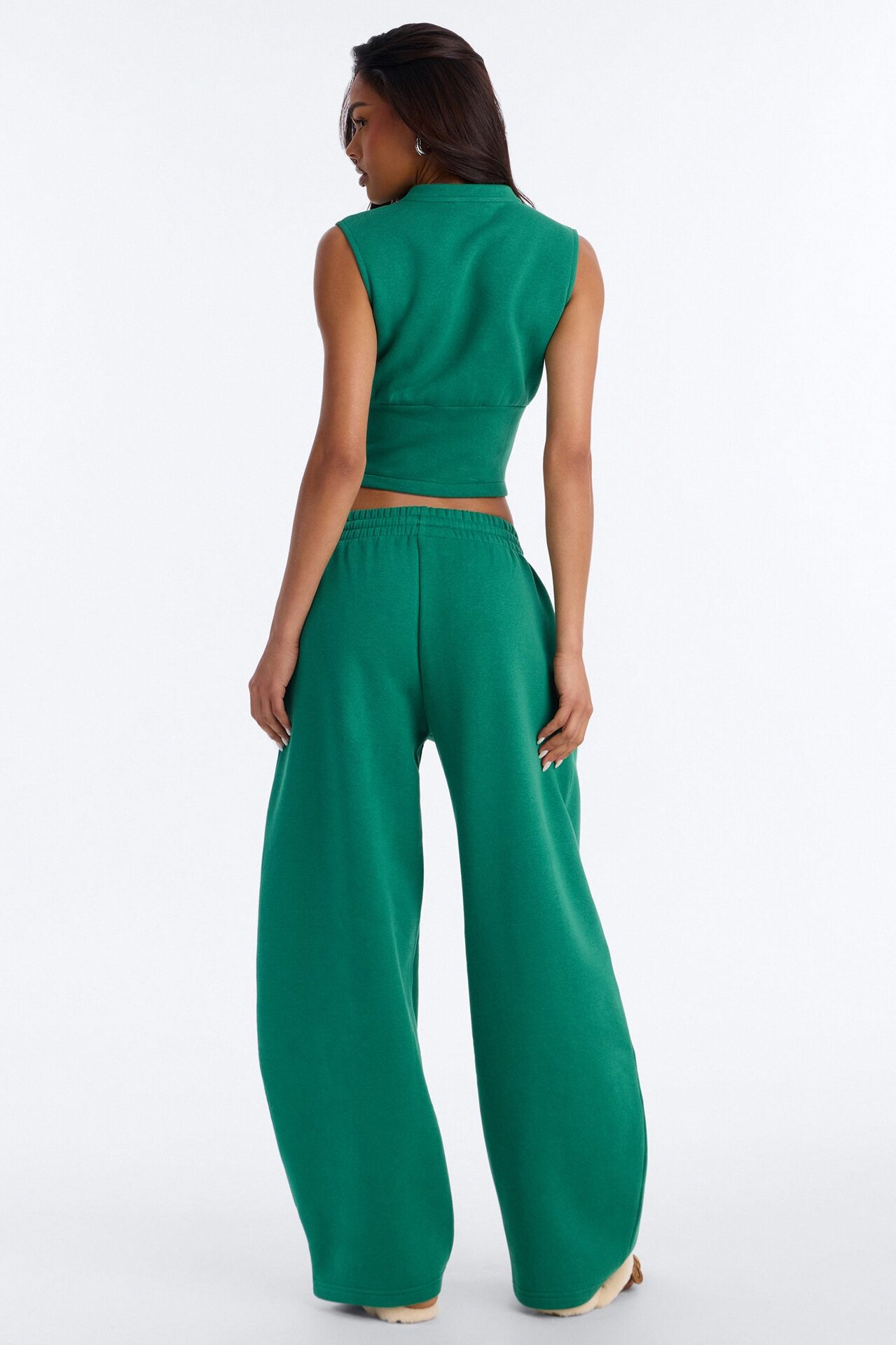 Structured Fleece Barrel Leg Lounge Set - Kelly Green