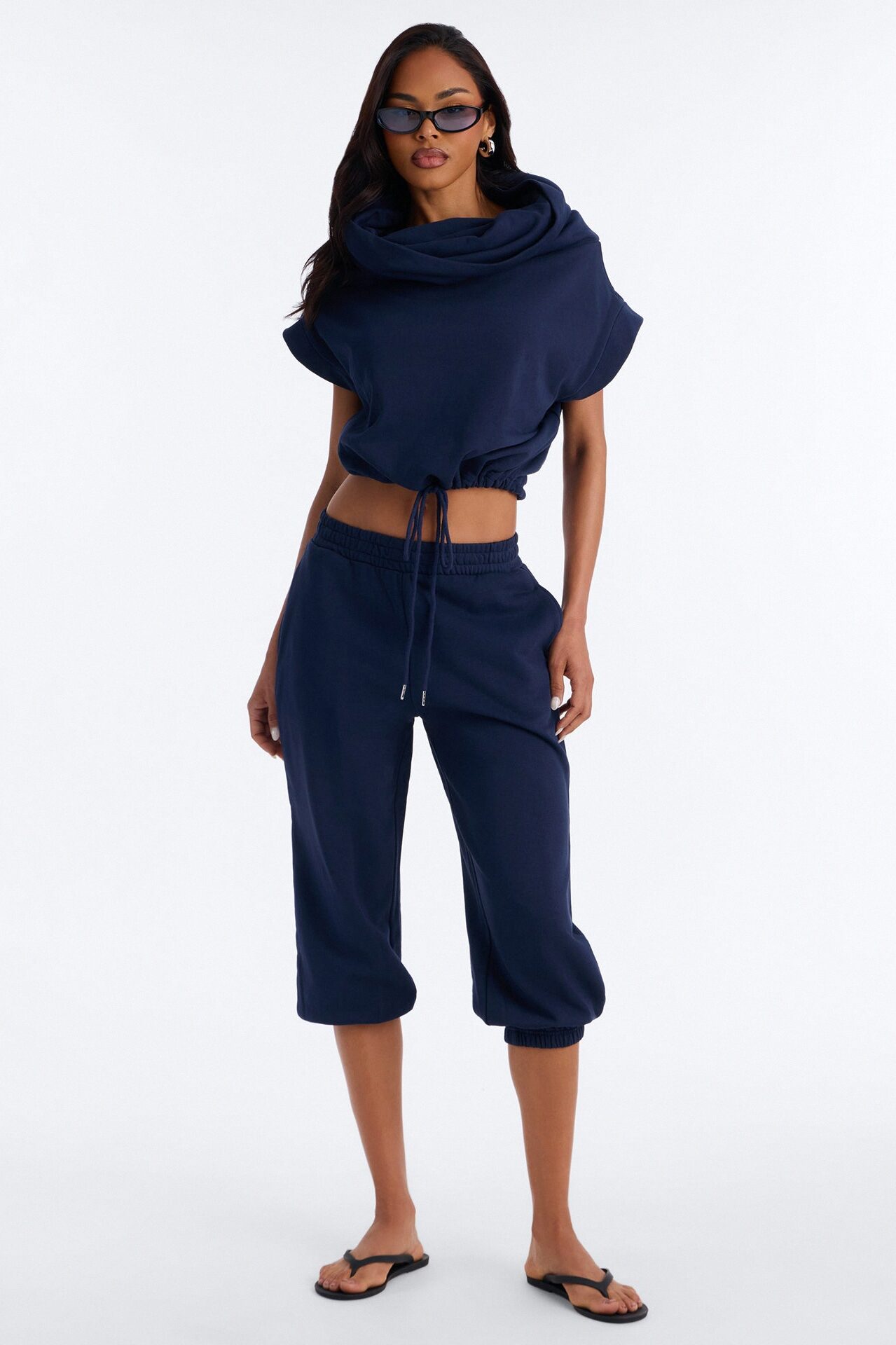 Alexa Capri Jogger Set - Navy