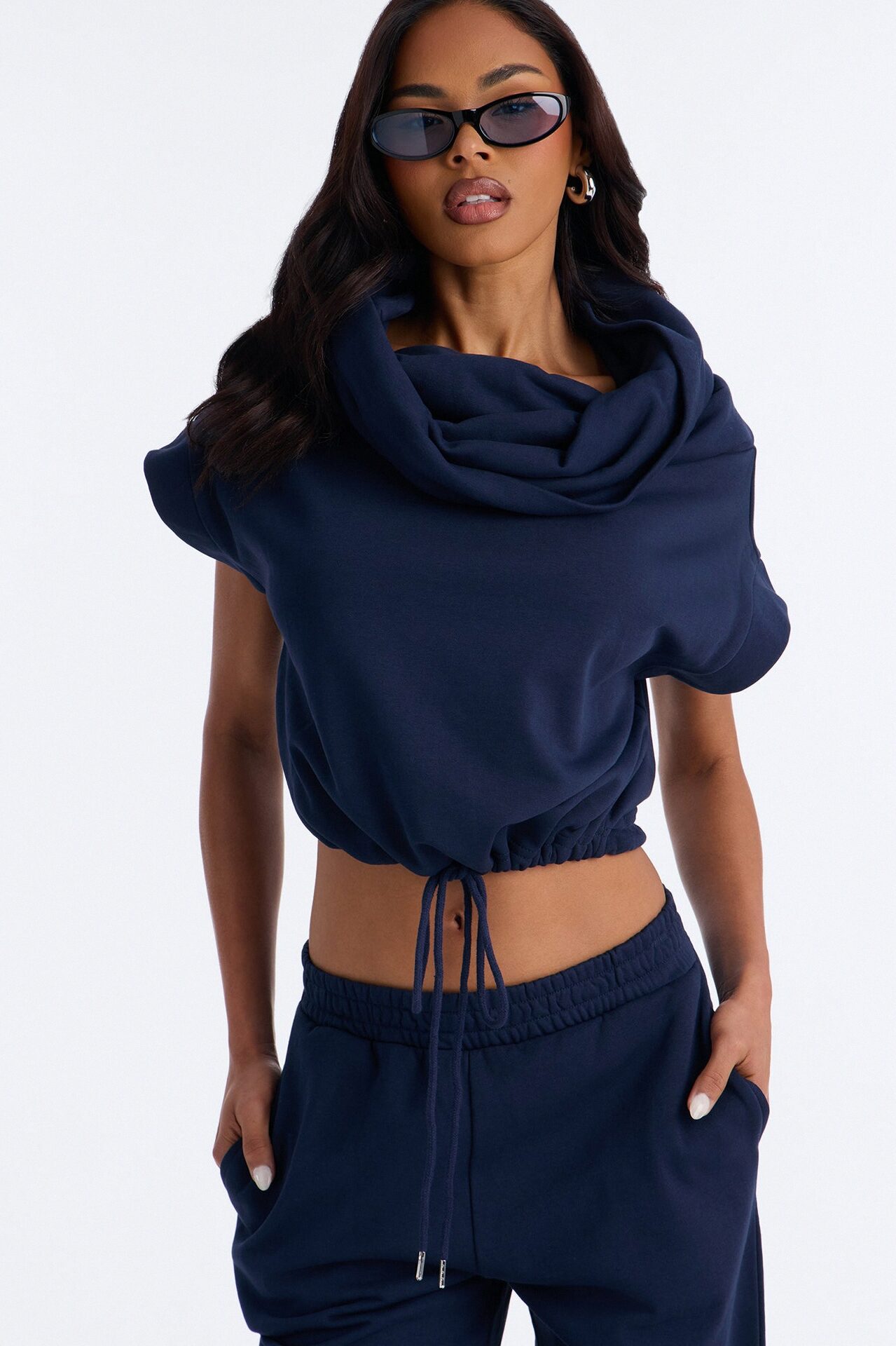Alexa Capri Jogger Set - Navy