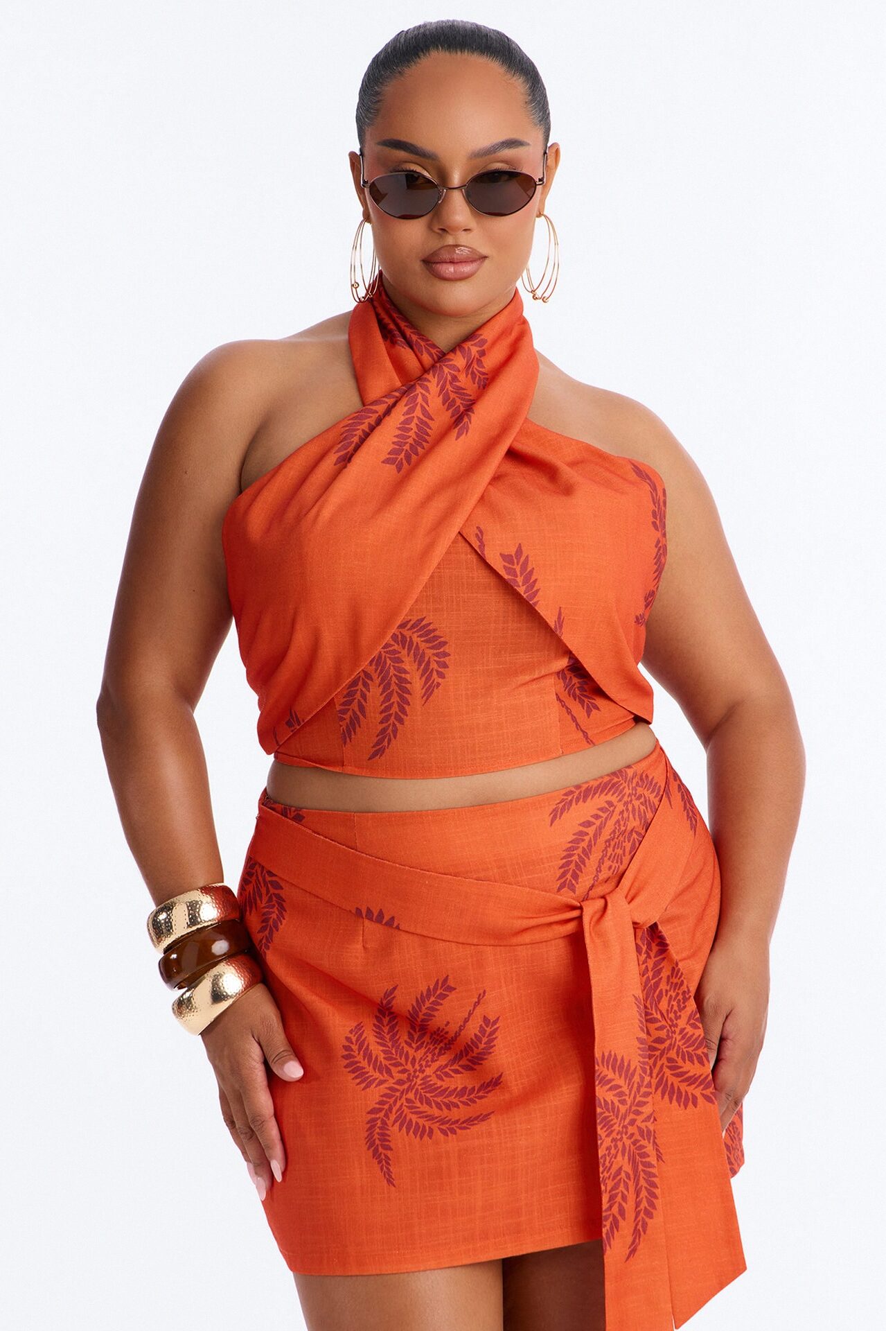 Hula Glow Linen Skirt Set - Orange