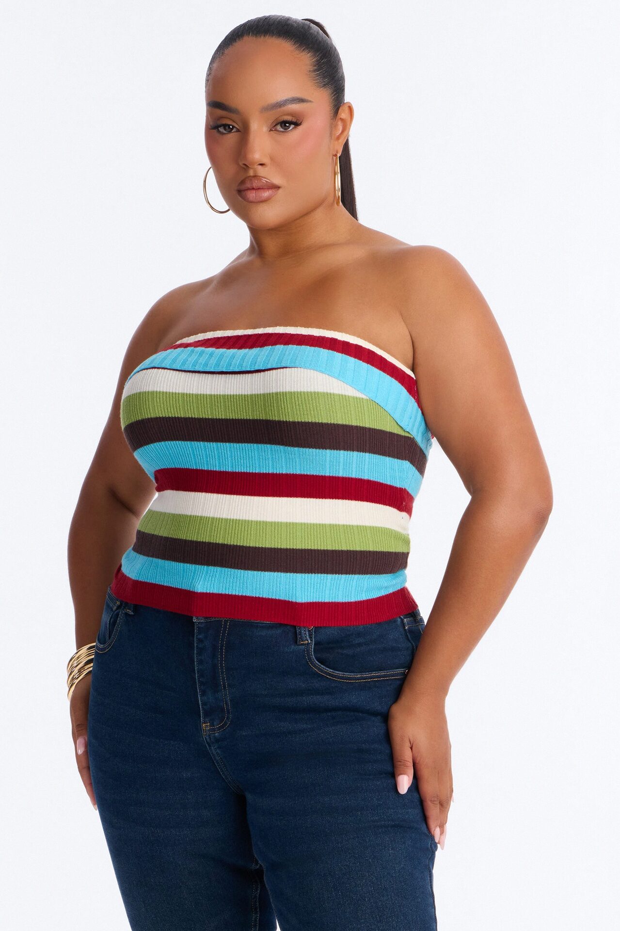Miss Little Getaway Striped Sweater Top - Multi Color