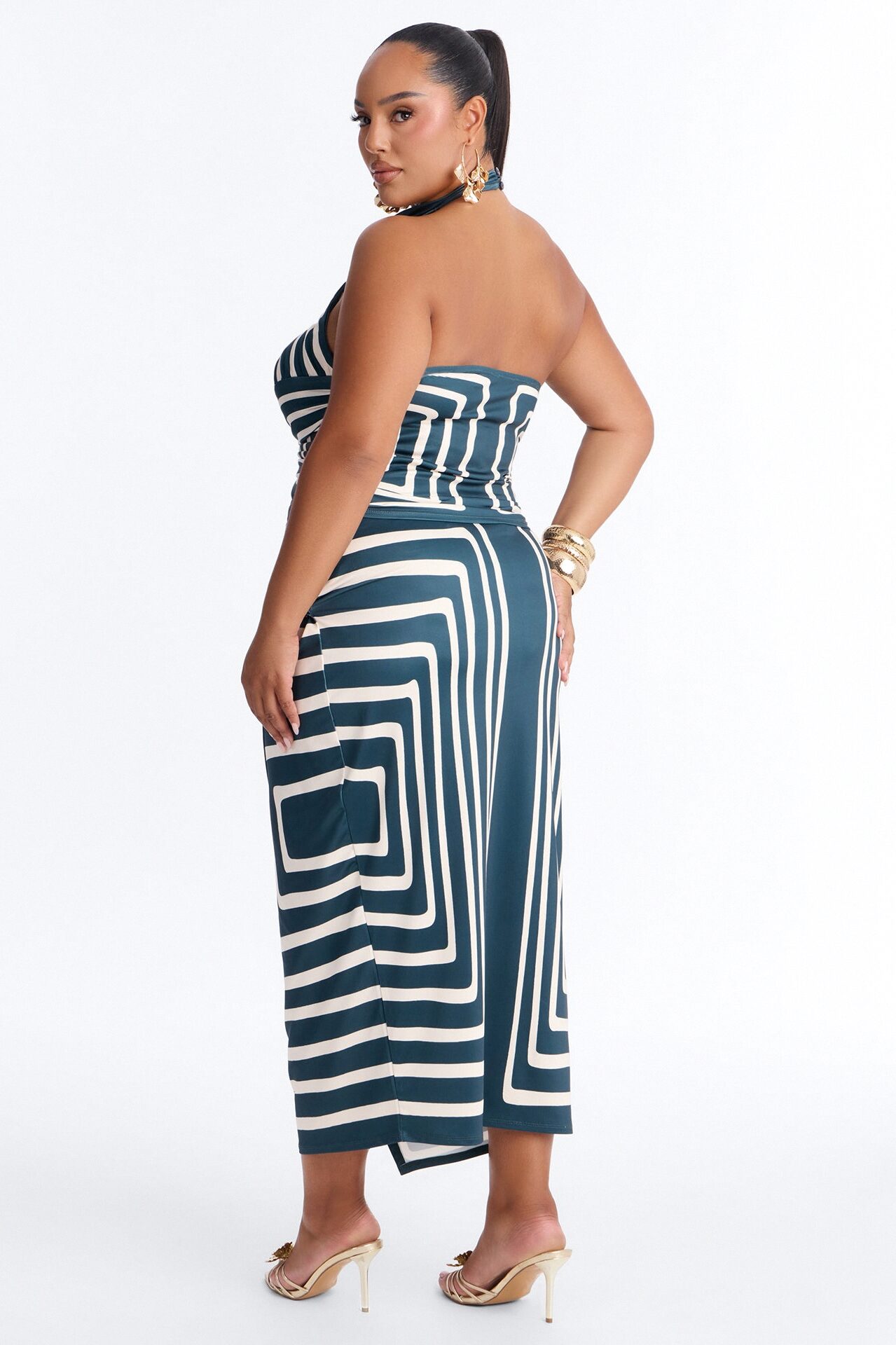 Alexia Wrap Skirt Set - Navy/combo