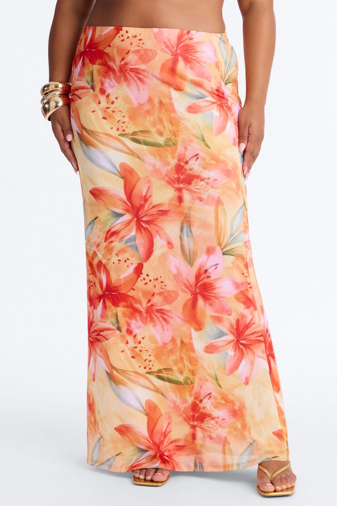 Sweet Nothings Floral Mesh Maxi Skirt - Yellow/combo