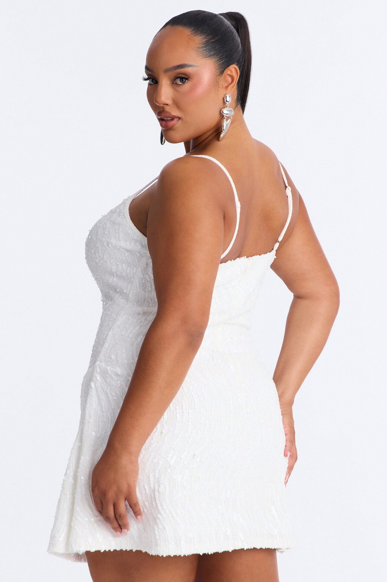 Pretty And Petty Sequin Mini Dress - White