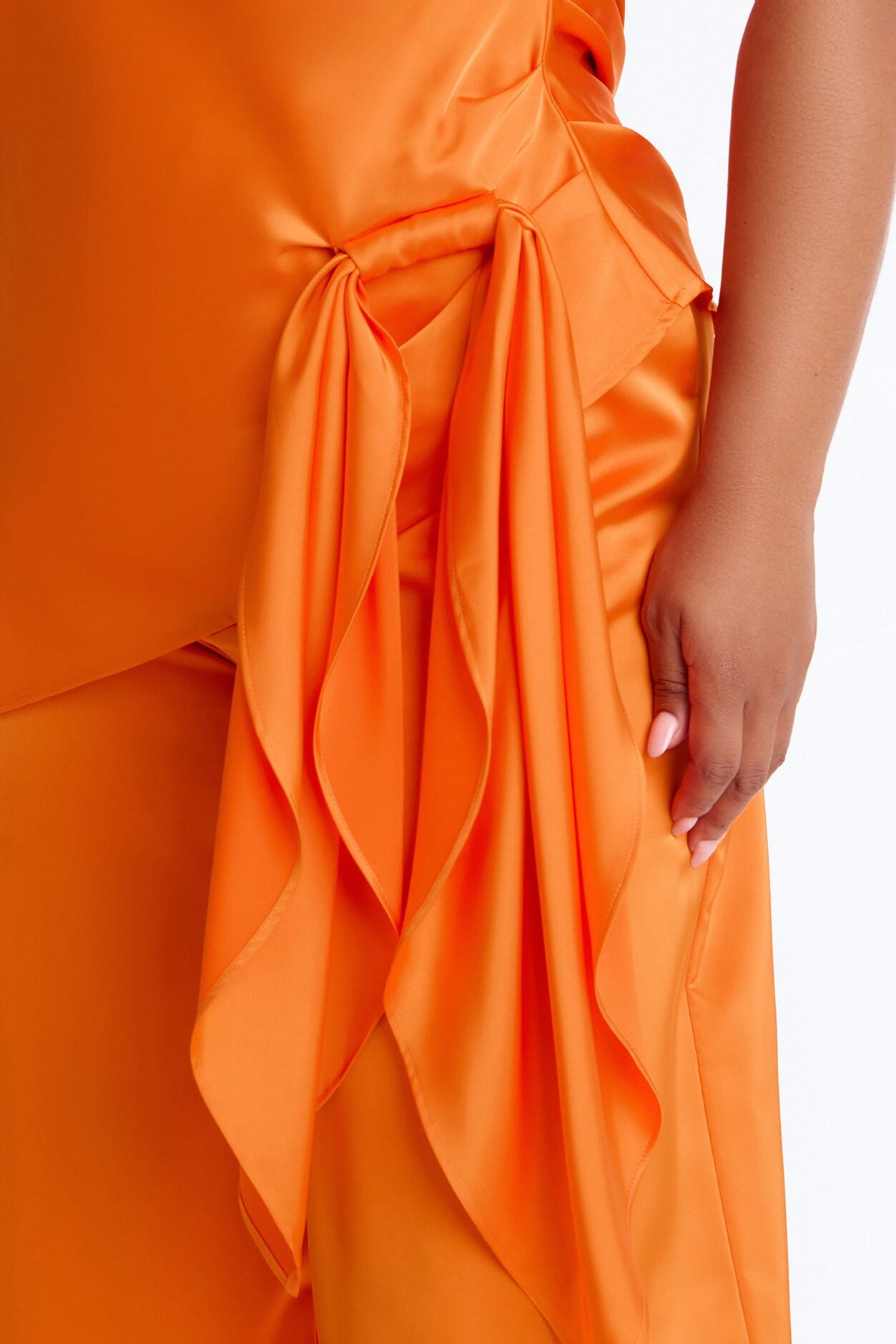 Effortless Strapless Satin Pant Set - Orange